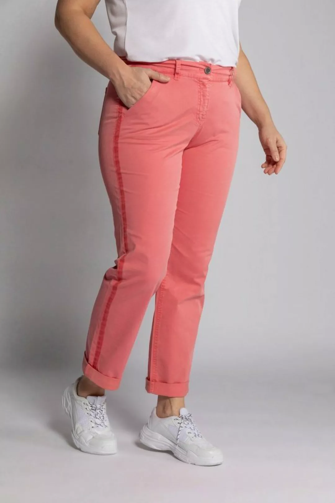 Ulla Popken Funktionshose Chino Galon Flatfront gerade Form günstig online kaufen