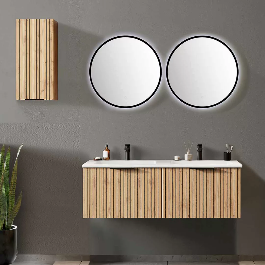 Waschplatz Set mit 2 Spiegeln in Wildeichefarben die Wandmontage (vierteili günstig online kaufen