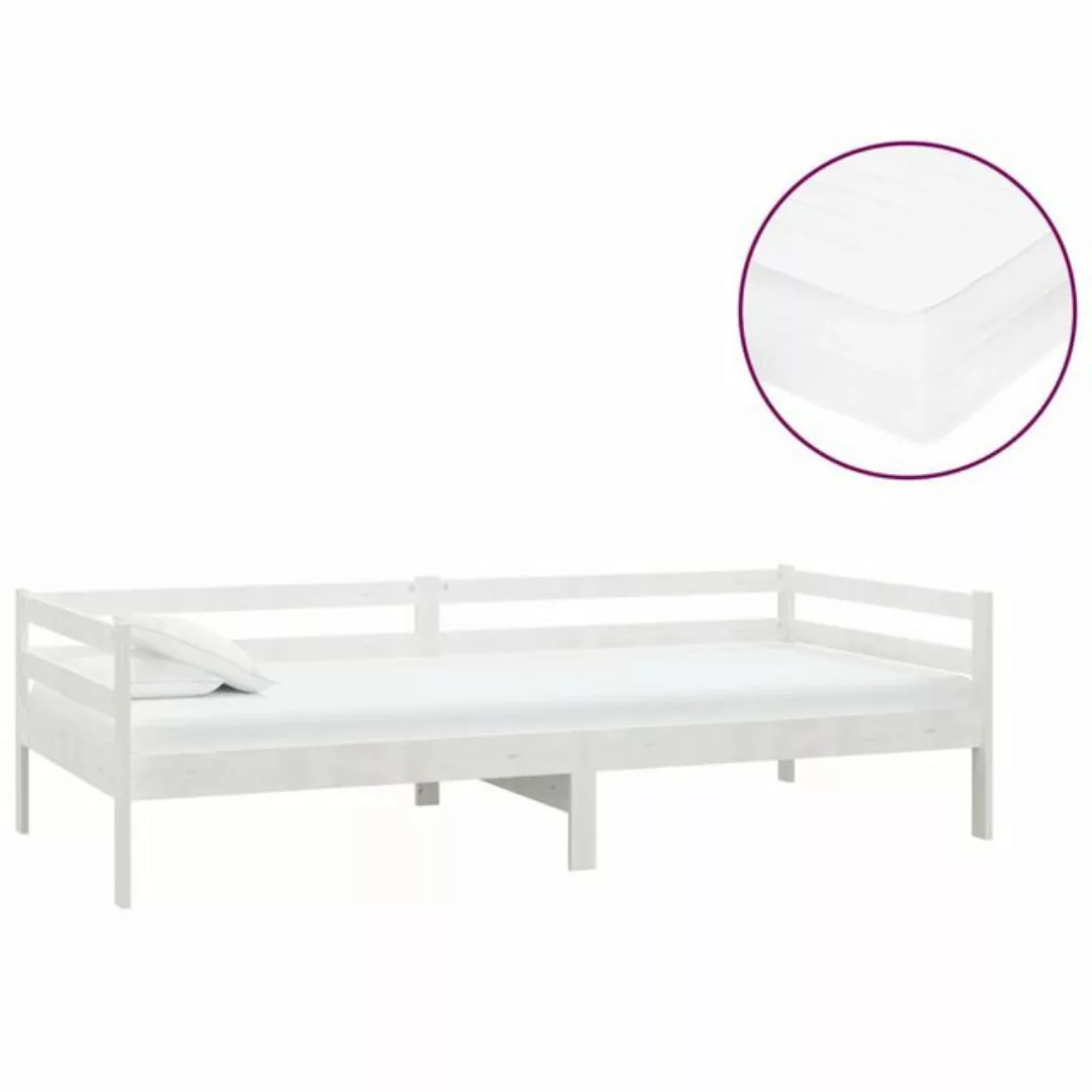 furnicato Bett Tagesbett mit Matratze 90x200 cm Weiß Kiefer Massivholz günstig online kaufen