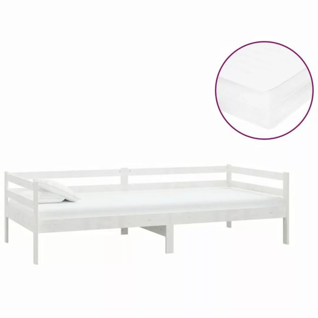 furnicato Bett Tagesbett mit Matratze 90x200 cm Weiß Kiefer Massivholz (1-t günstig online kaufen