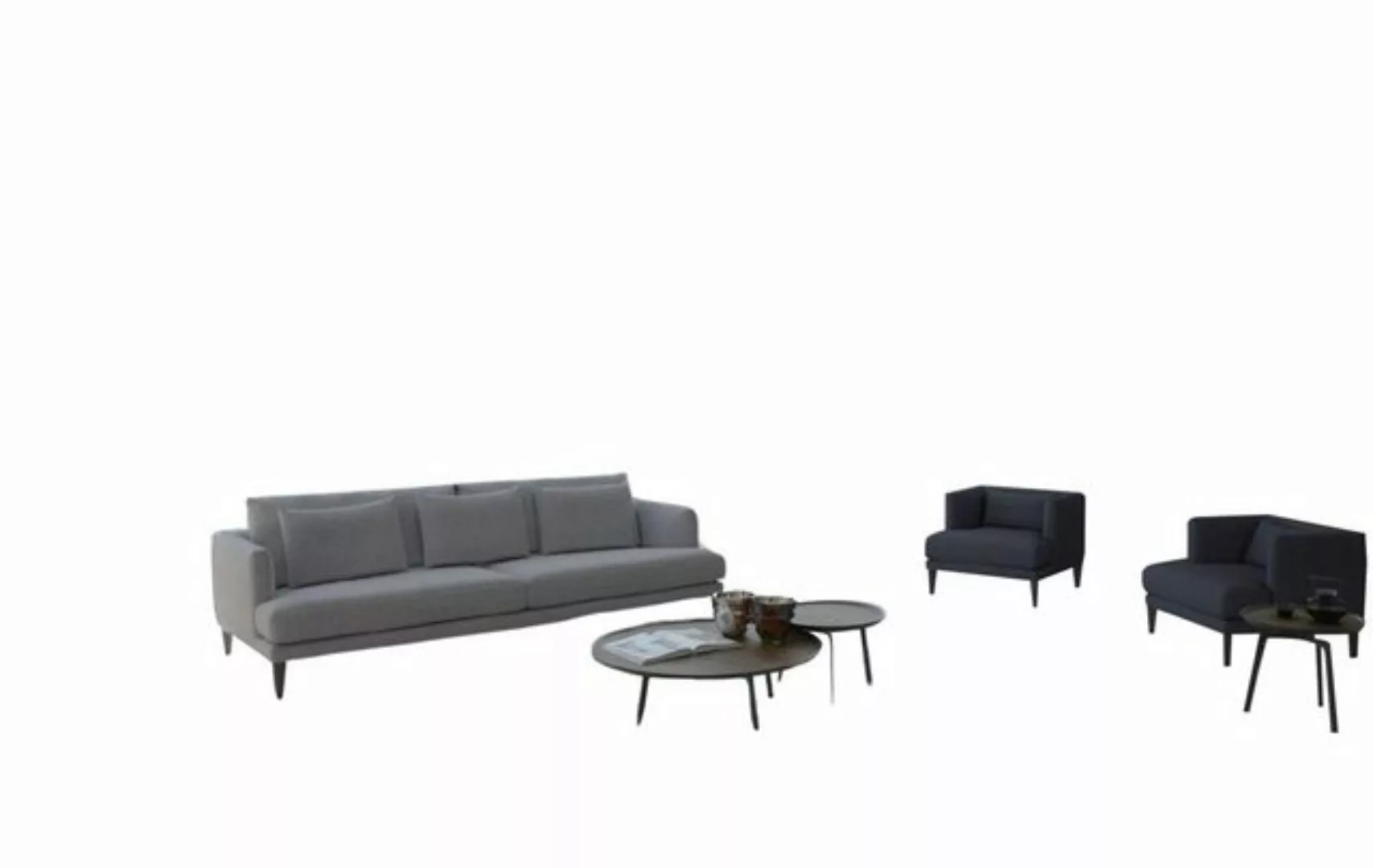 JVmoebel Sofa Graues Polstergruppenset Couchensemble Sofaeinrichtung Luxus, günstig online kaufen
