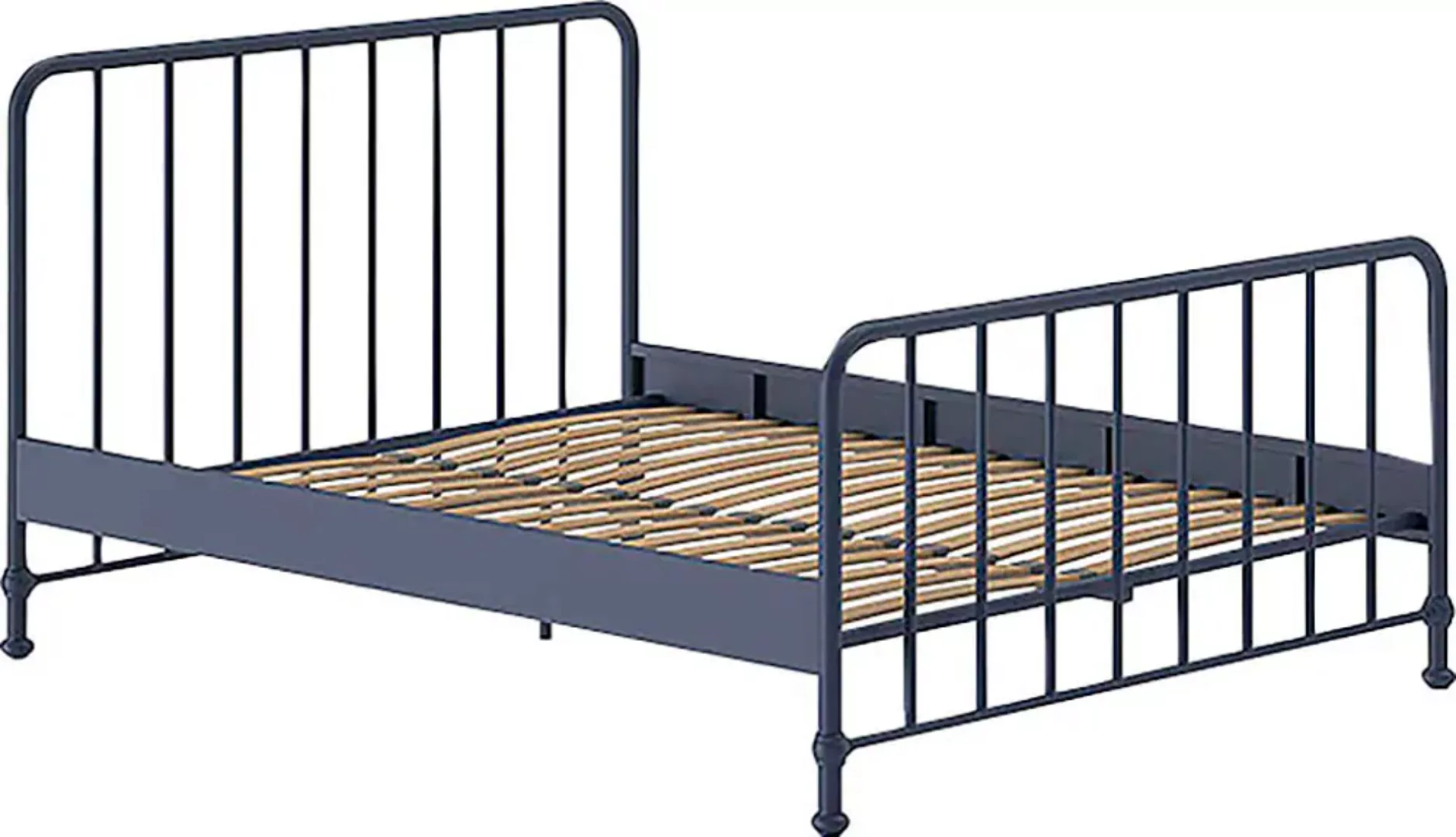 Natur24 Kinderbett Blaues Jugendbett mit Metall matt 167 x 110 x 207 cm günstig online kaufen