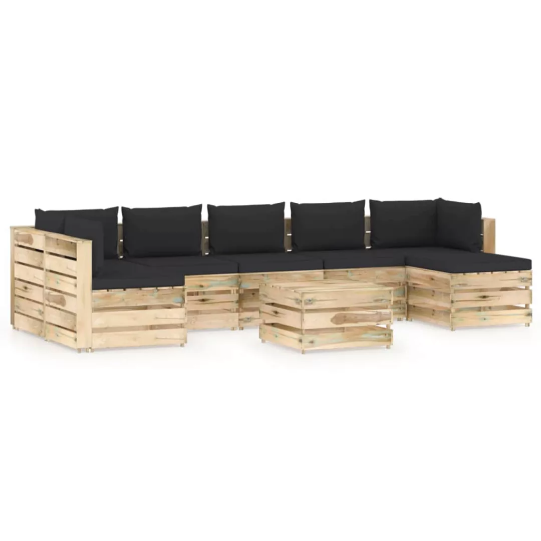 8-tlg. Garten-lounge-set Mit Kissen Grün Imprägniertes Holz günstig online kaufen