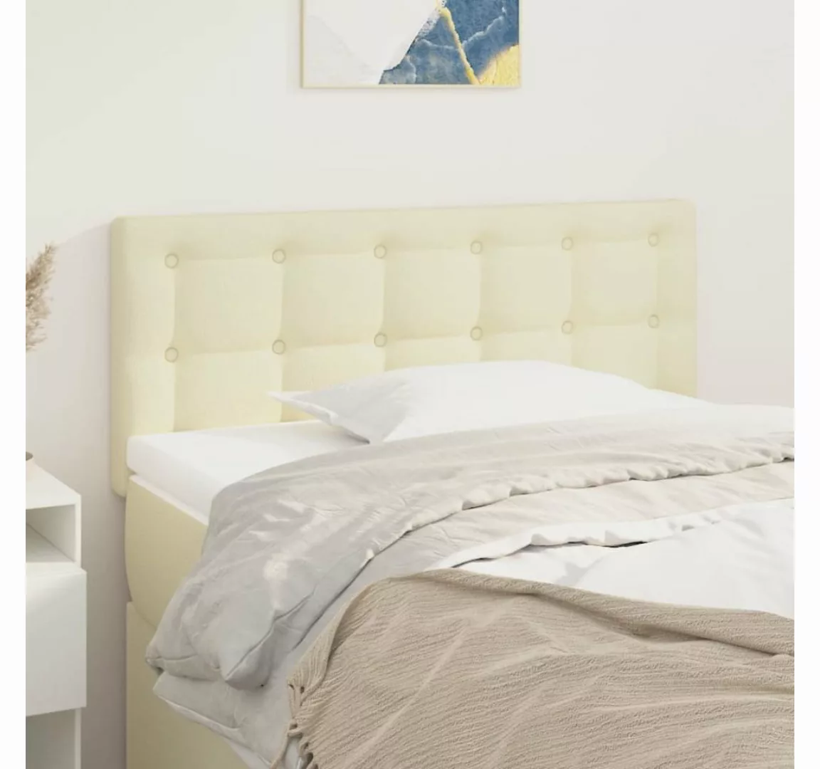 vidaXL Bett, Kopfteil Creme 80x5x78/88 cm Kunstleder günstig online kaufen