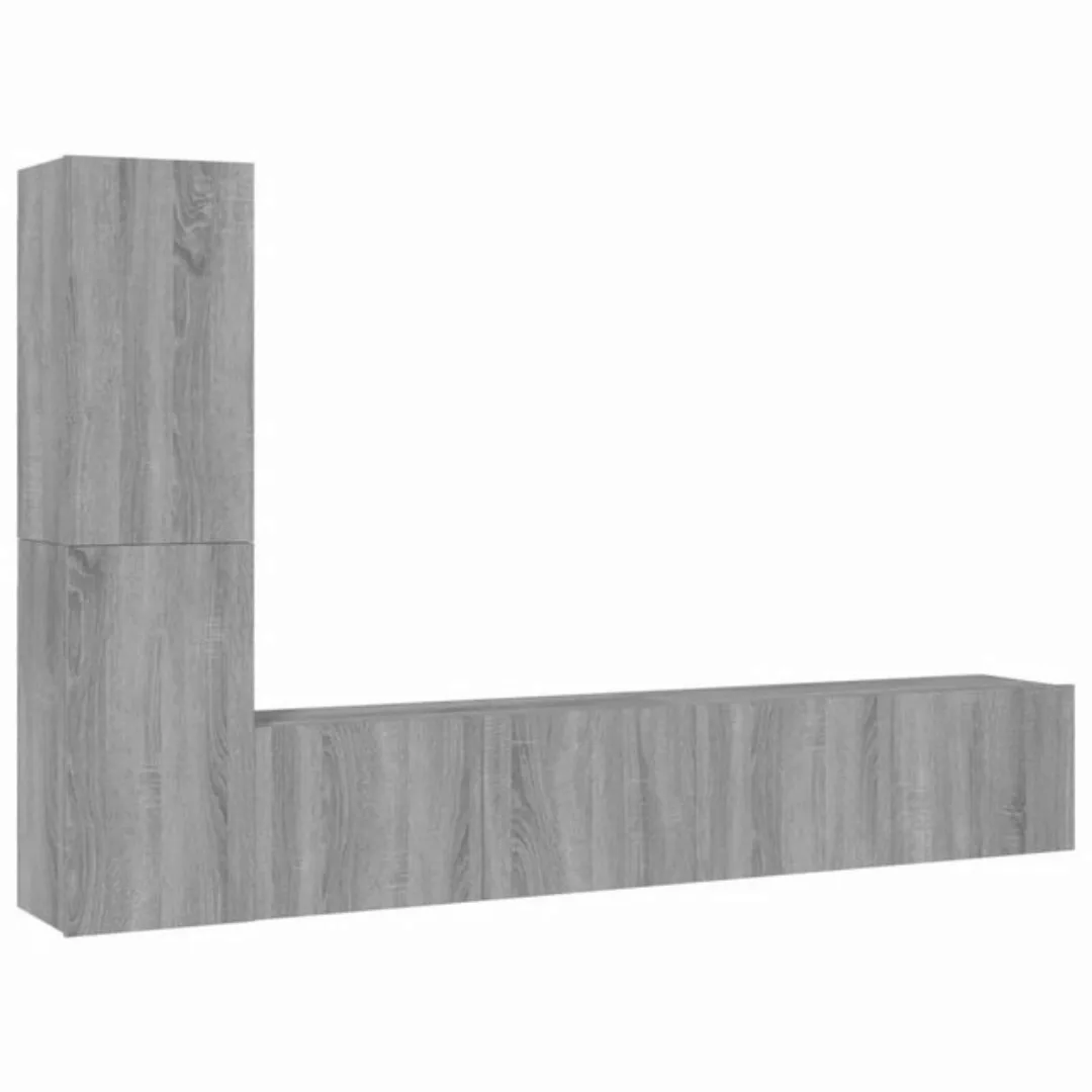 furnicato TV-Schrank 4-tlg. TV-Schrank-Set Grau Sonoma Holzwerkstoff (4-St) günstig online kaufen