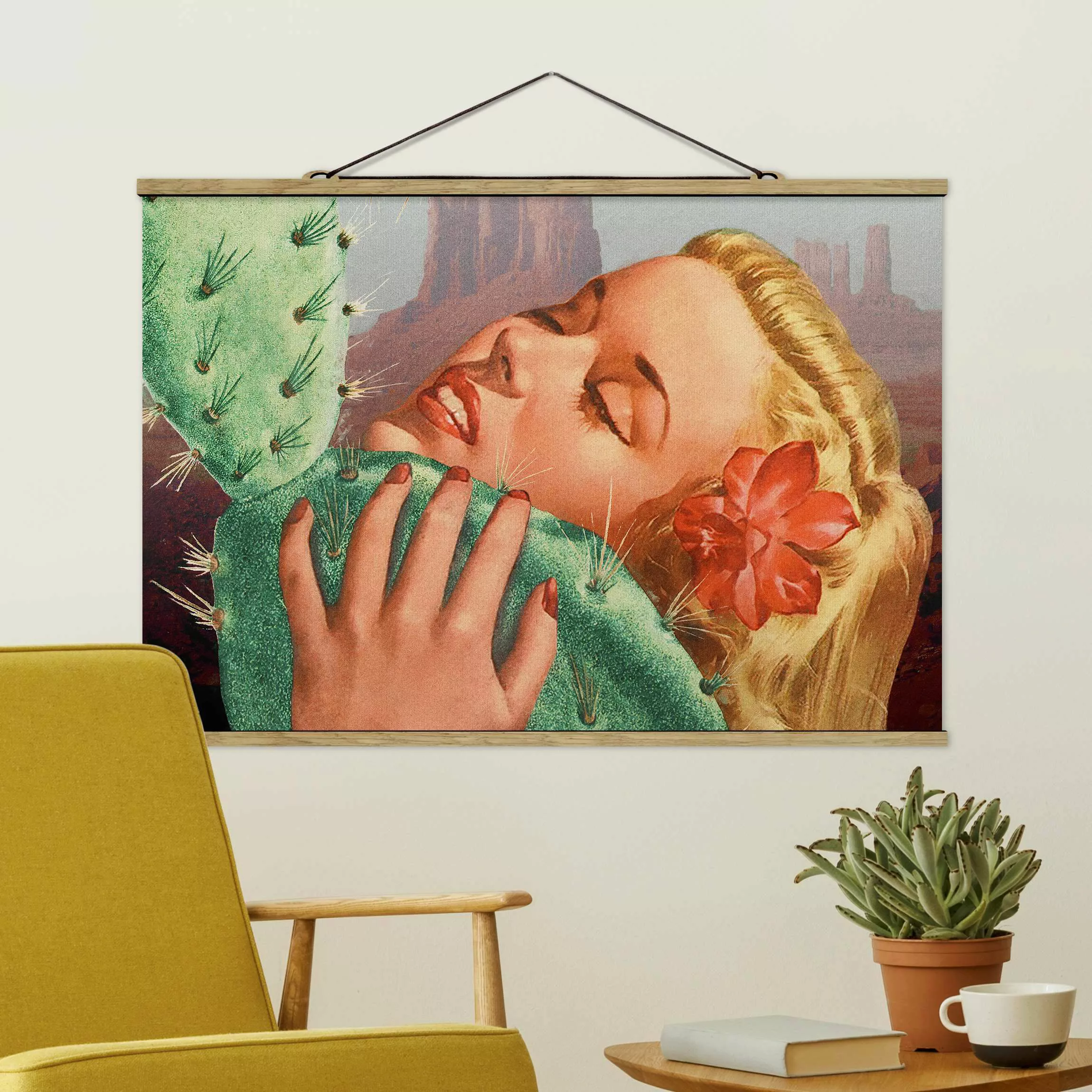 Stoffbild mit Posterleisten Kaktus-Liebe günstig online kaufen
