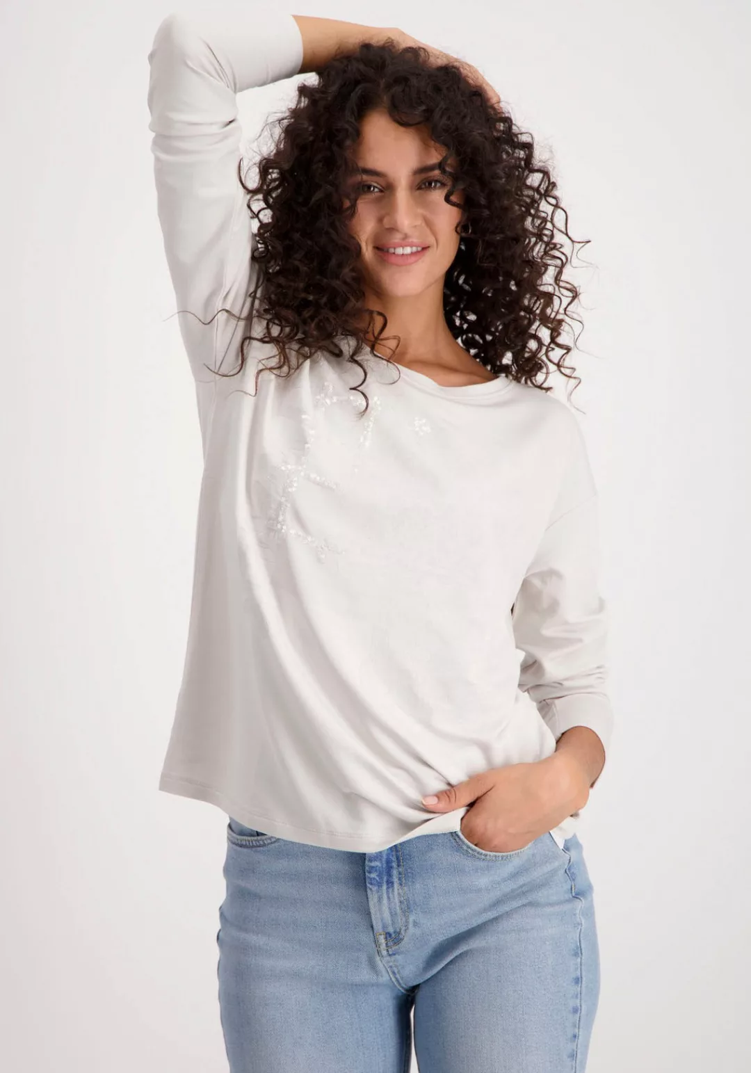 Monari Rundhalsshirt mit glänzendem Frontprint günstig online kaufen