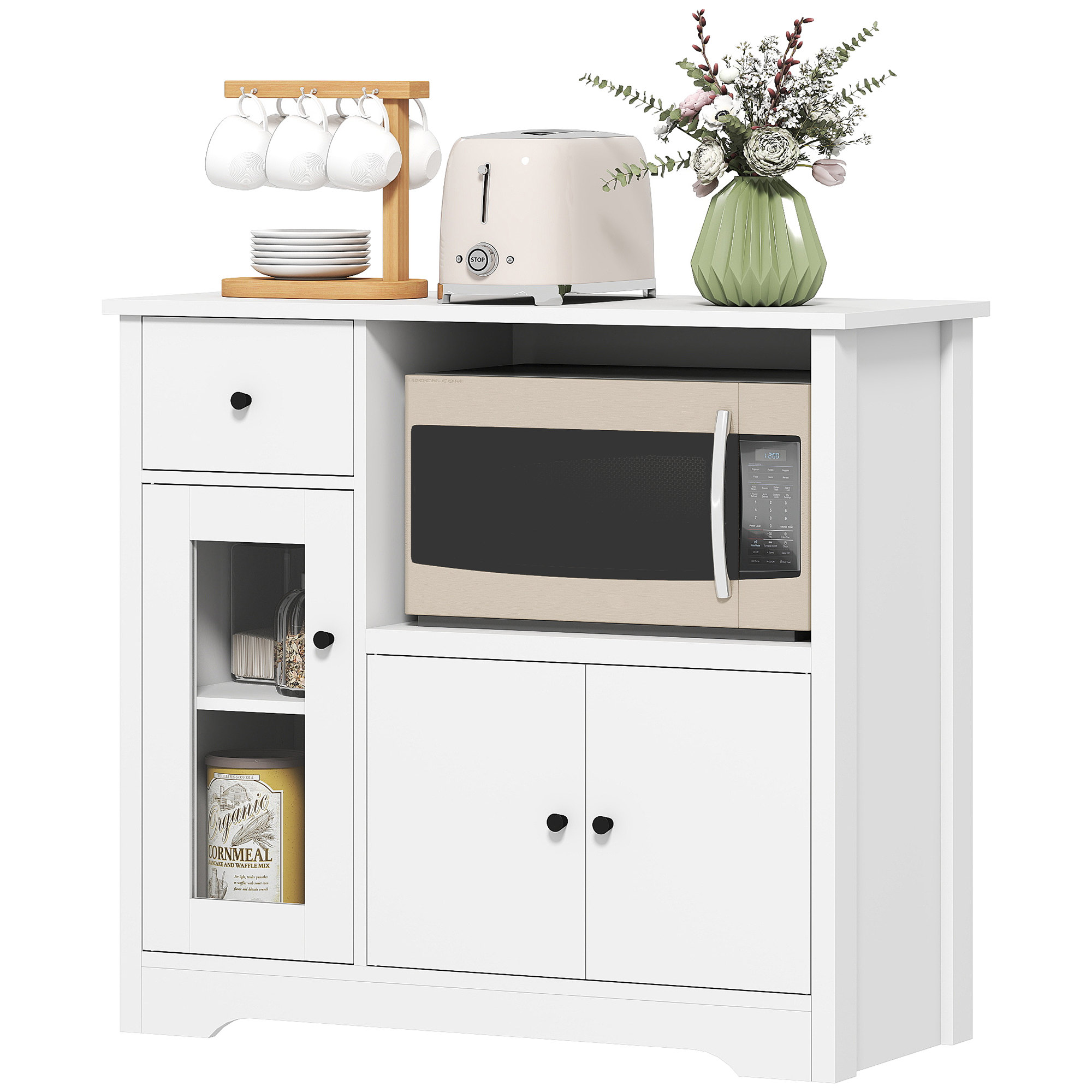 HOMCOM Küchenschrank Sideboard mit Mikrowellenregal Mikrowellenschrank mit günstig online kaufen