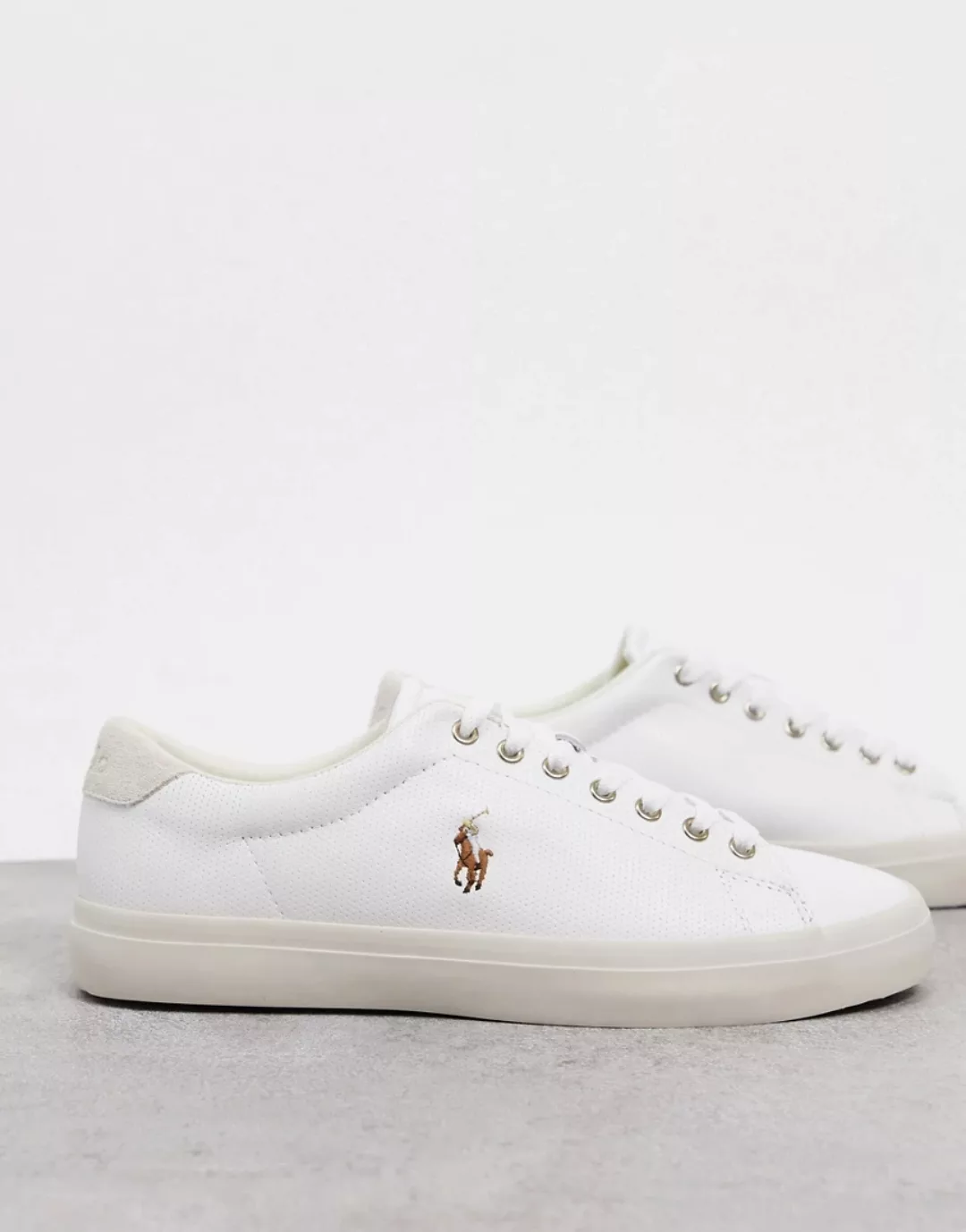 Polo Ralph Lauren – Longwood – Weiße Sneaker aus Leder mit Polospieler-Logo günstig online kaufen