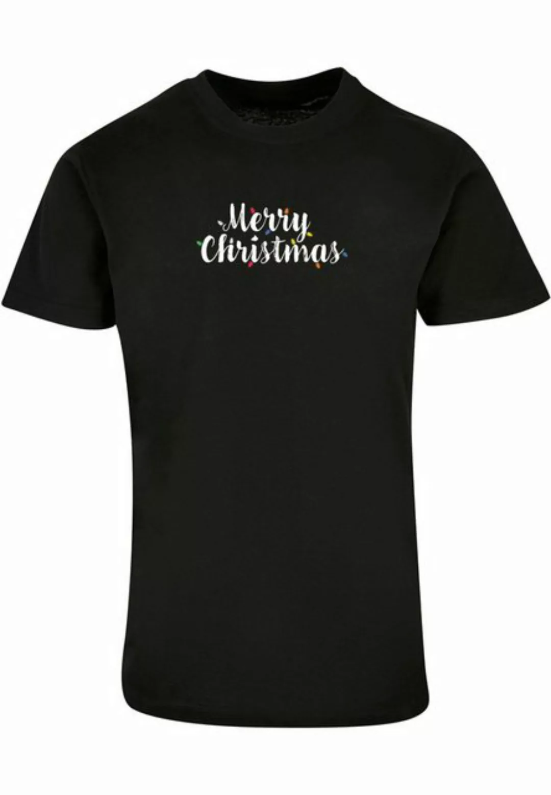 Merchcode T-Shirt Merchcode Herren Merry Christmas Lights Basic Round Neck günstig online kaufen