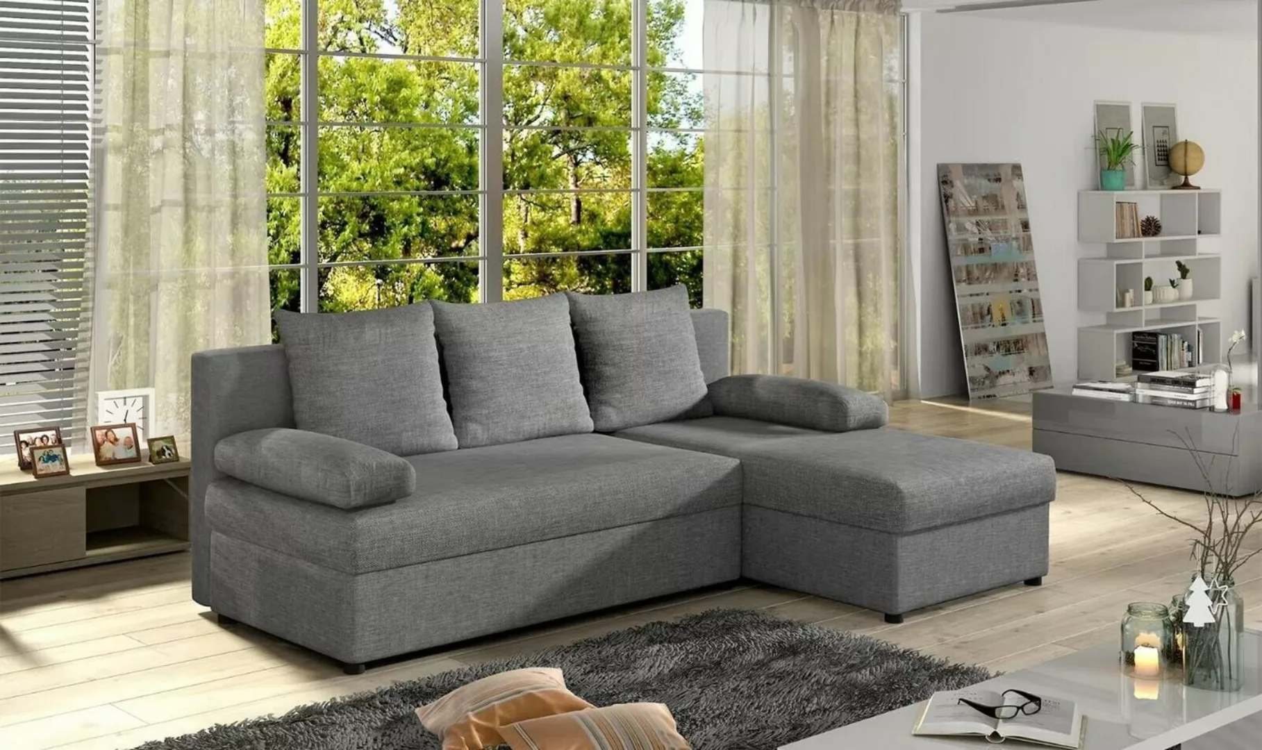 JVmoebel Ecksofa Design Sofa L-Form Couch Polster Schlafsofa Bettfunktion C günstig online kaufen