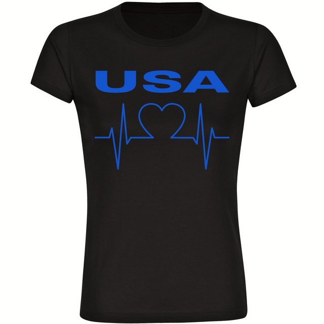 multifanshop T-Shirt Damen USA - Herzschlag - Frauen günstig online kaufen