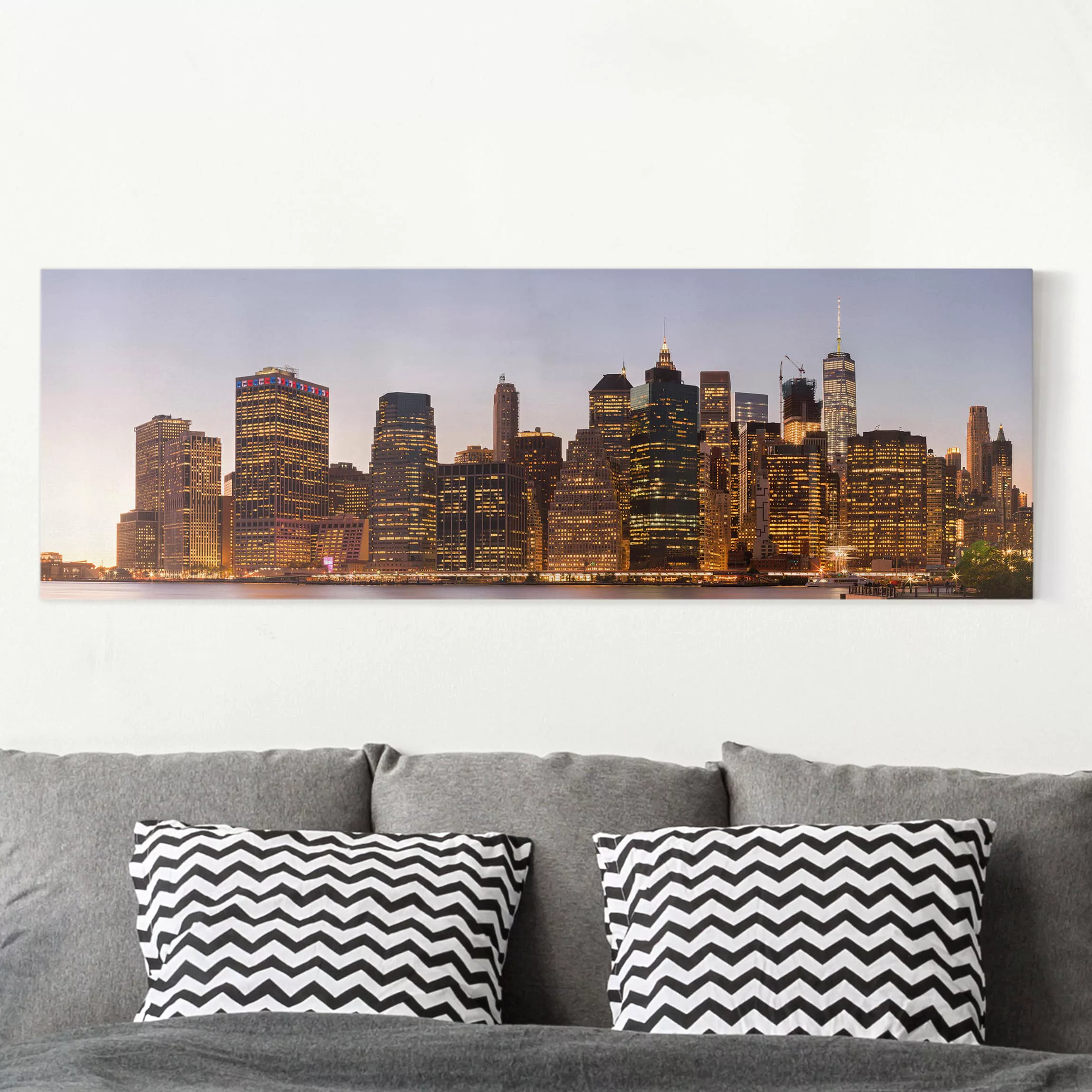 Leinwandbild Architektur & Skyline - Panorama Blick auf Manhattan Skyline günstig online kaufen