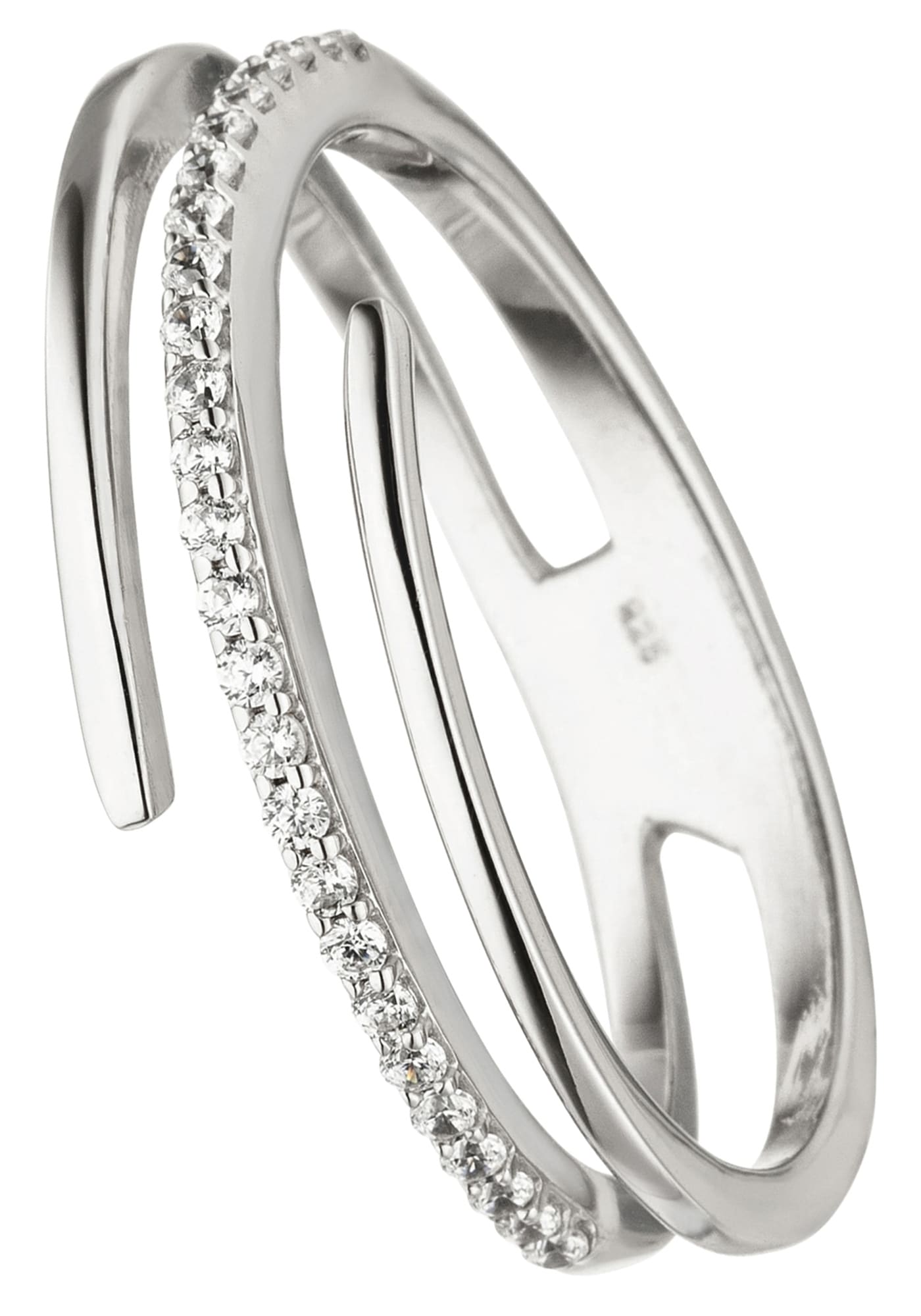 JOBO Silberring "Spiral-Ring mit 26 Zirkonia", 925 Silber rhodiniert günstig online kaufen