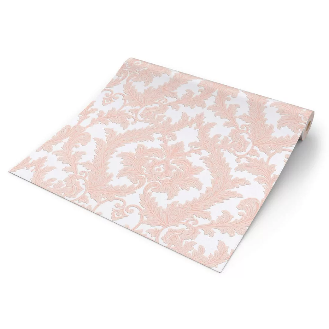 Bricoflor Barock Tapete Rosa Weiß Elegant Ideal für Schlafzimmer und Wohnzi günstig online kaufen