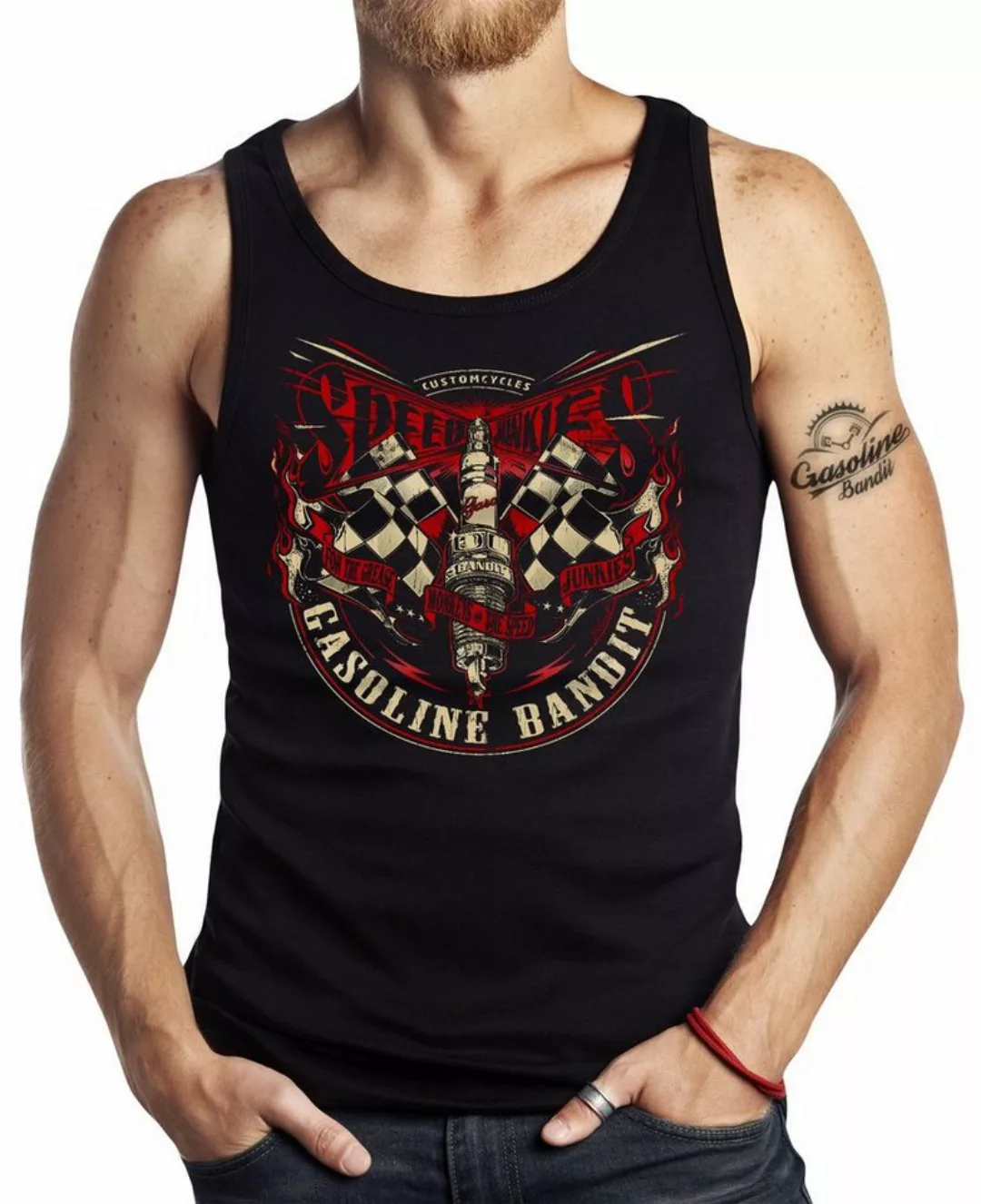 GASOLINE BANDIT® Tanktop für Hot-Rod Biker Racer Motorrad Fans: Speed Spark günstig online kaufen