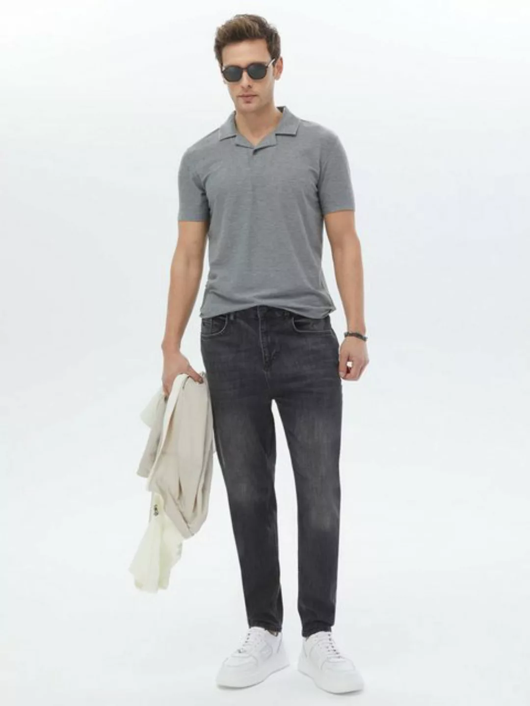 KİP Regular-fit-Jeans Antrasit Karotten Fit Denim Baumwoll-Mix Hose günstig online kaufen