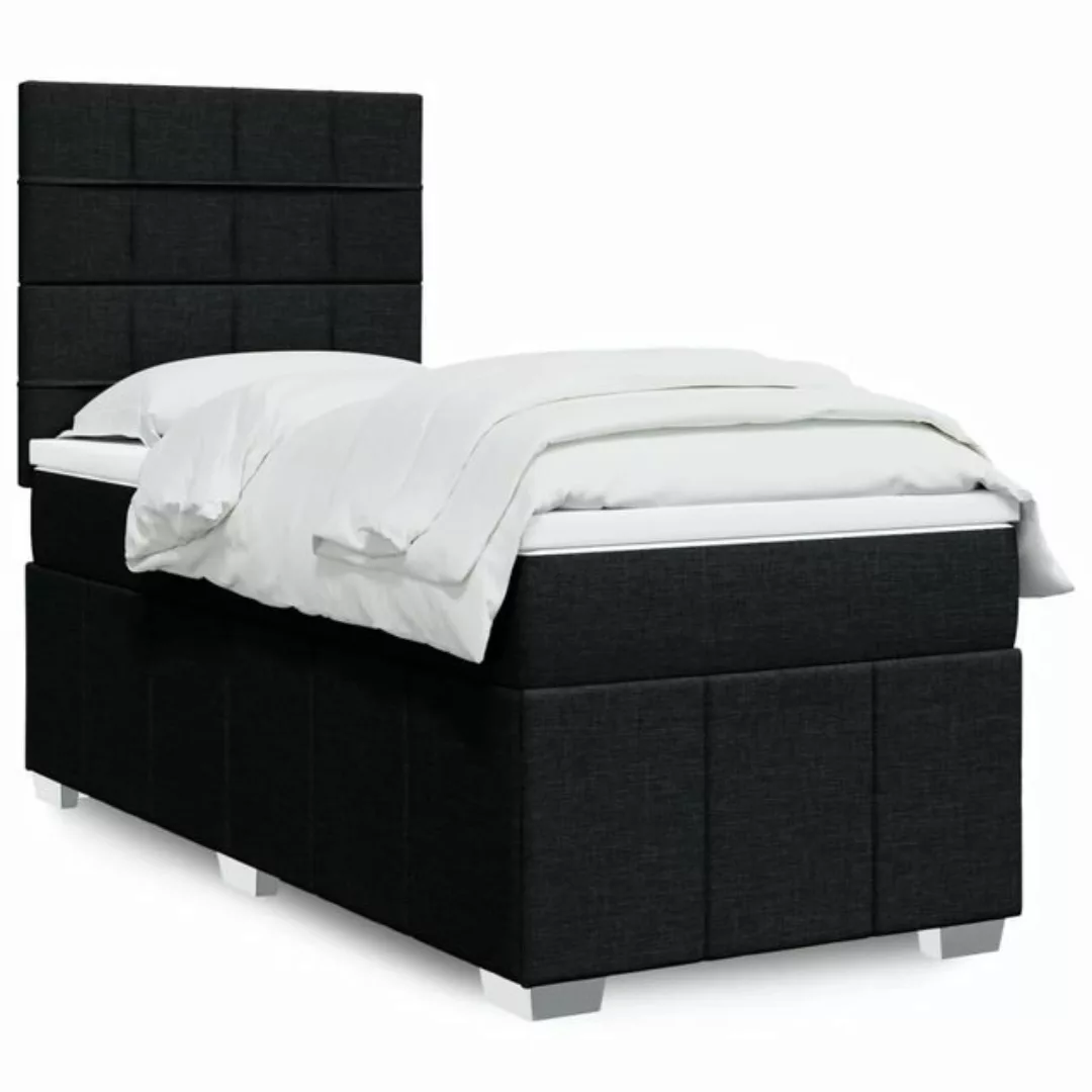 vidaXL Boxspringbett, Boxspringbett mit Matratze Schwarz 100x200 cm Stoff günstig online kaufen