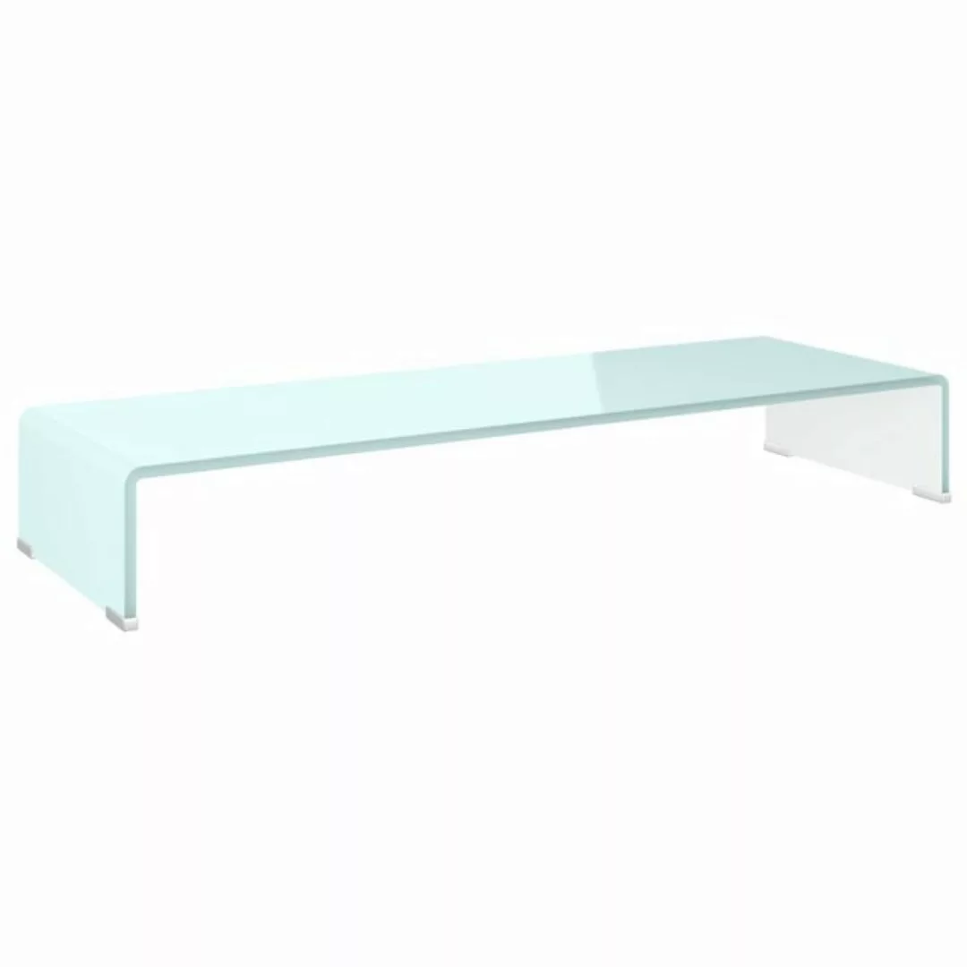 vidaXL TV-Schrank TV-Tisch Bildschirmerhöhung Glas Weiß 90x30x13 cm günstig online kaufen