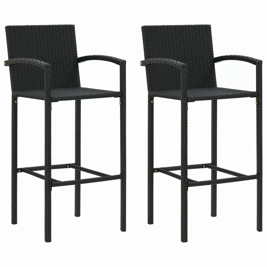 Barhocker 2 Stk. Schwarz Poly Rattan günstig online kaufen