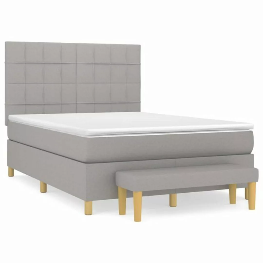 furnicato Bett Boxspringbett mit Matratze Hellgrau 140x200 cm Stoff günstig online kaufen