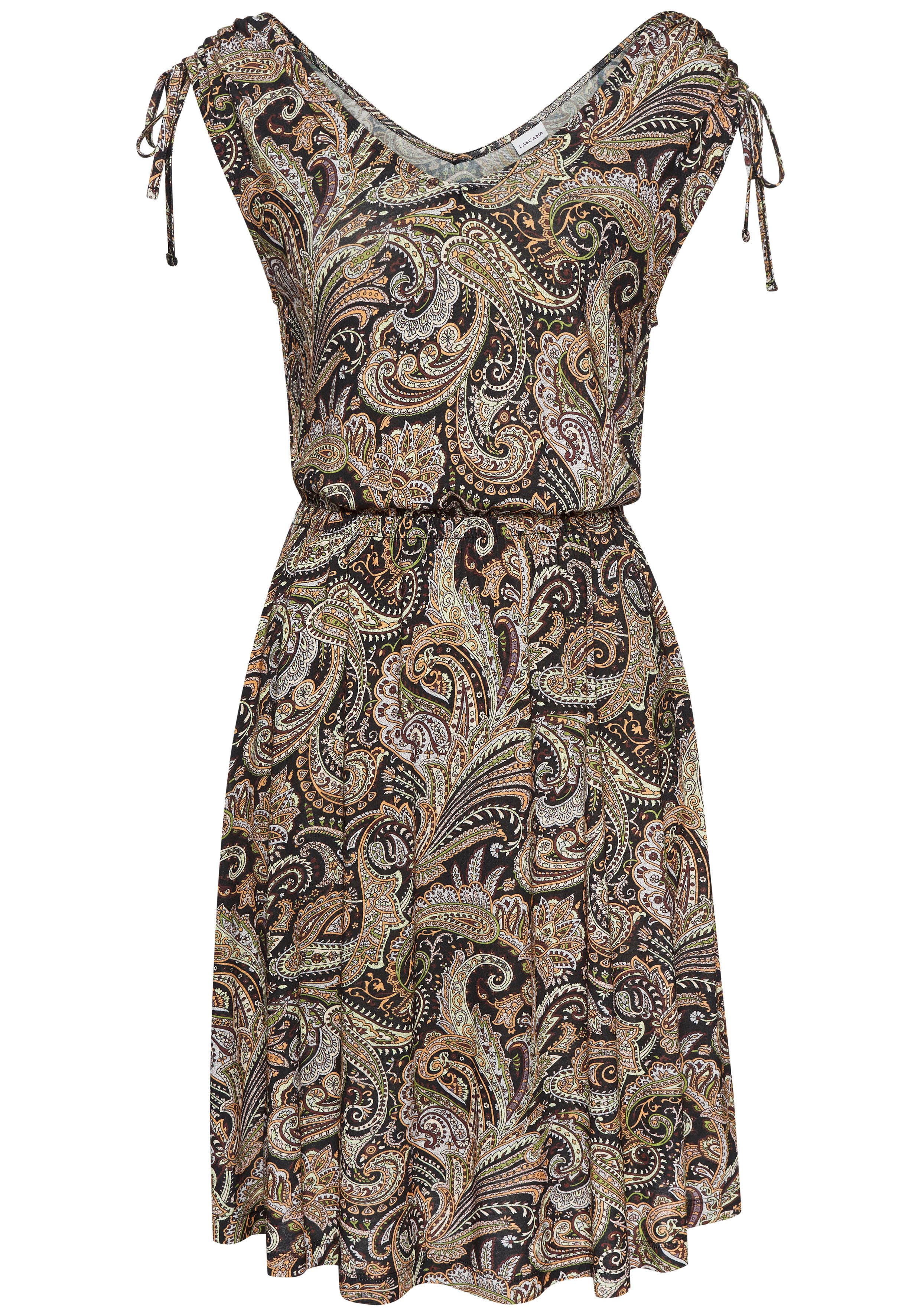 LASCANA Jerseykleid, mit Bändern an den Trägern, Alloverprint günstig online kaufen