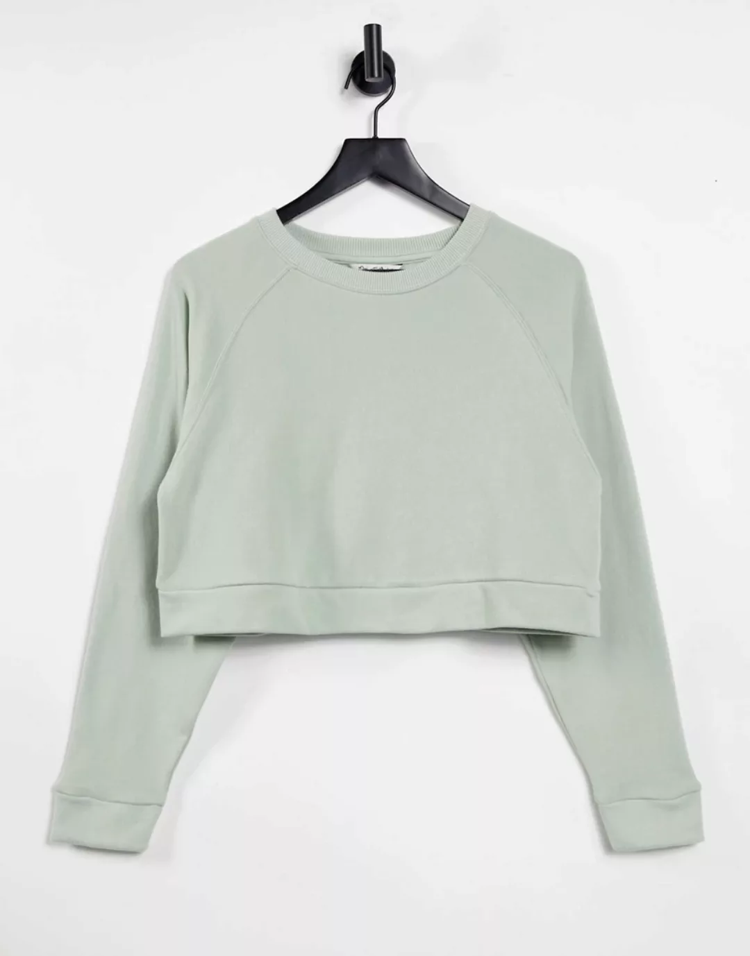 Miss Selfridge – Langärmliges Sweatshirt mit Rundhalsausschnitt in Salbeigr günstig online kaufen