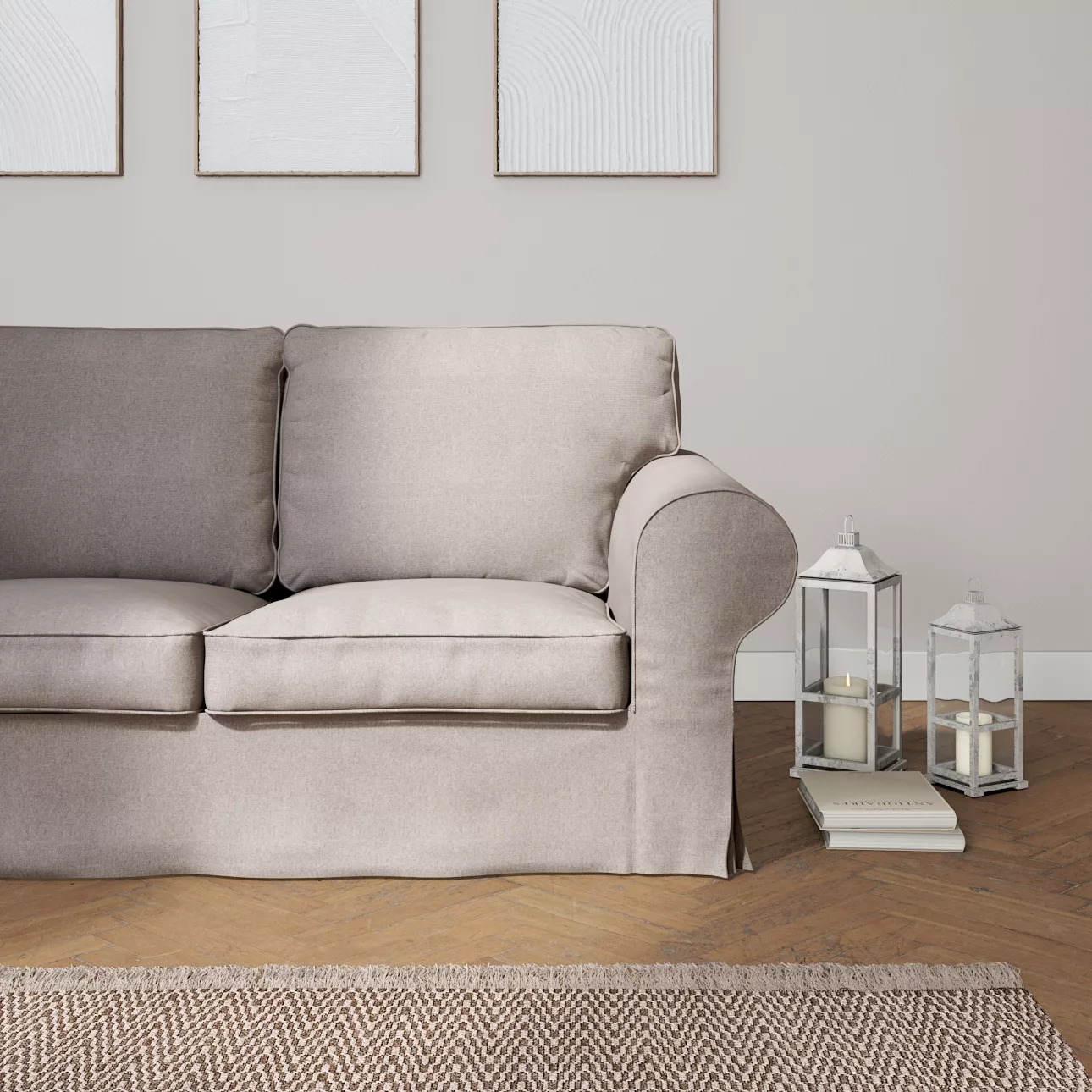 Bezug für Ektorp 2-Sitzer Schlafsofa ALTES Modell, beige-grau, Sofabezug Ek günstig online kaufen