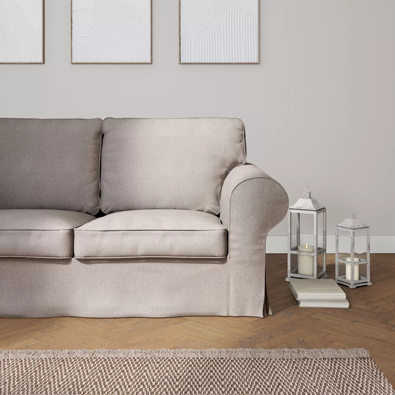 Bezug für Ektorp 2-Sitzer Sofa nicht ausklappbar, beige-grau, Sofabezug für günstig online kaufen