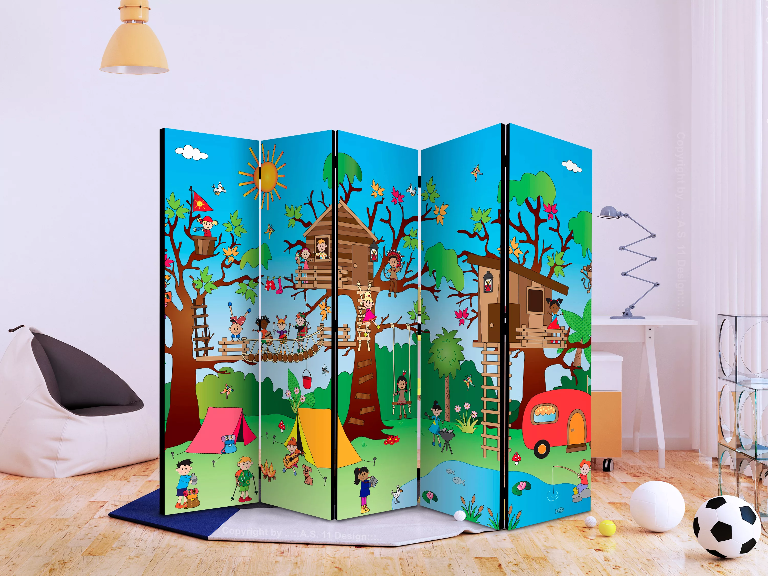 5-teiliges Paravent - Happy Children Ii [room Dividers] günstig online kaufen