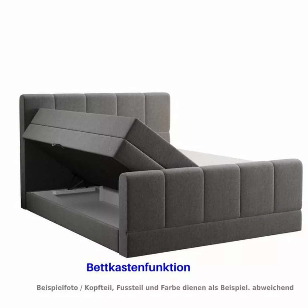 DD-COLLECTION Boxspringbett Sydney Grau (inkl. Fußteil, Liegefläche 180 x 2 günstig online kaufen