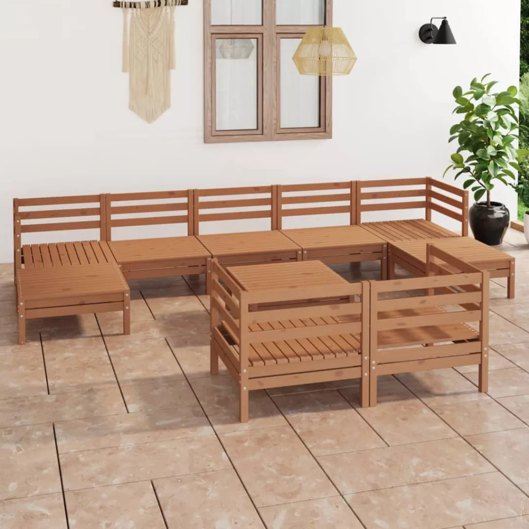 10-tlg. Garten-lounge-set Honigbraun Massivholz Kiefer günstig online kaufen