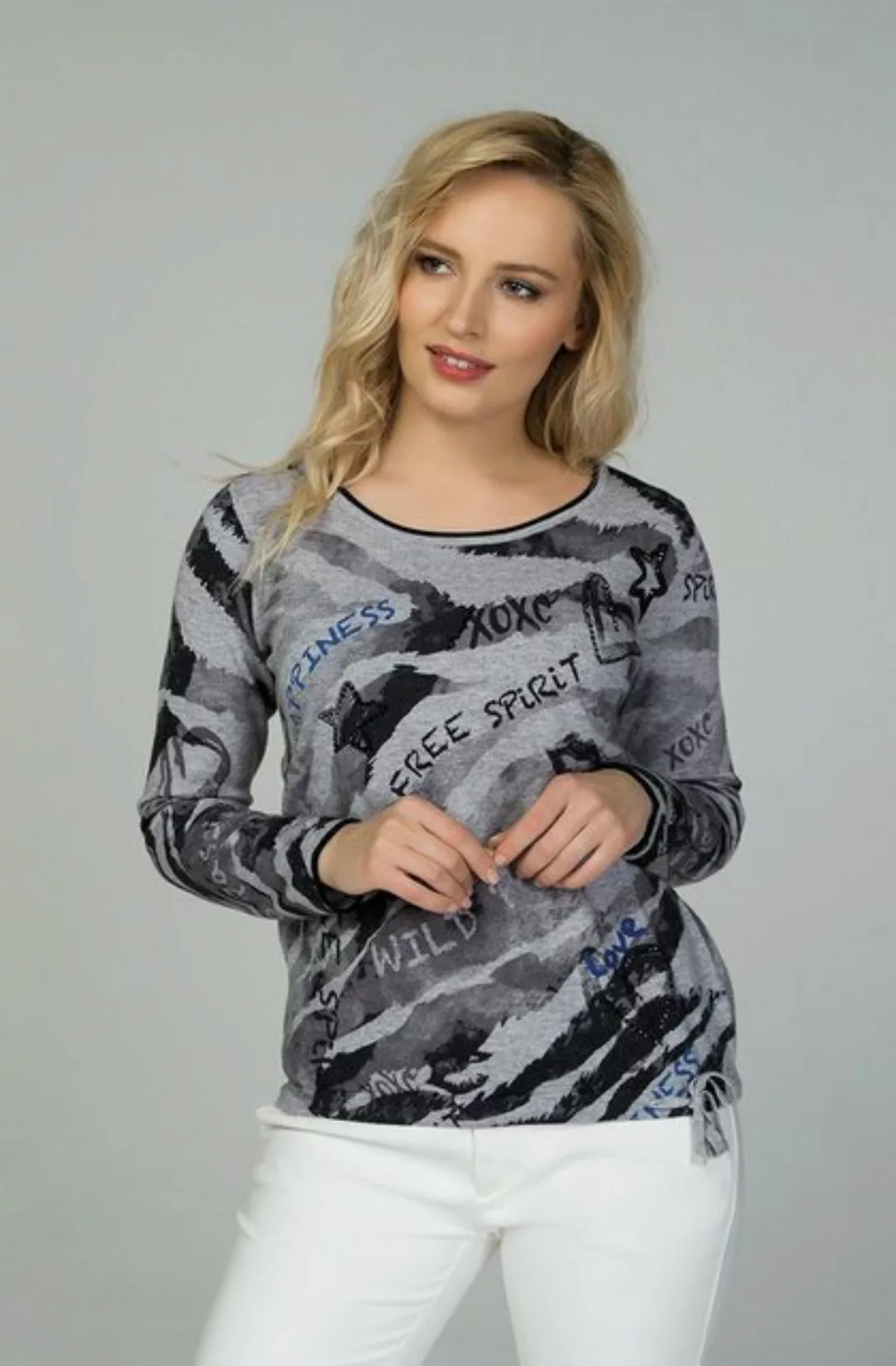 Passioni Strickpullover Pullover mit Mustermix und Statement-Print günstig online kaufen