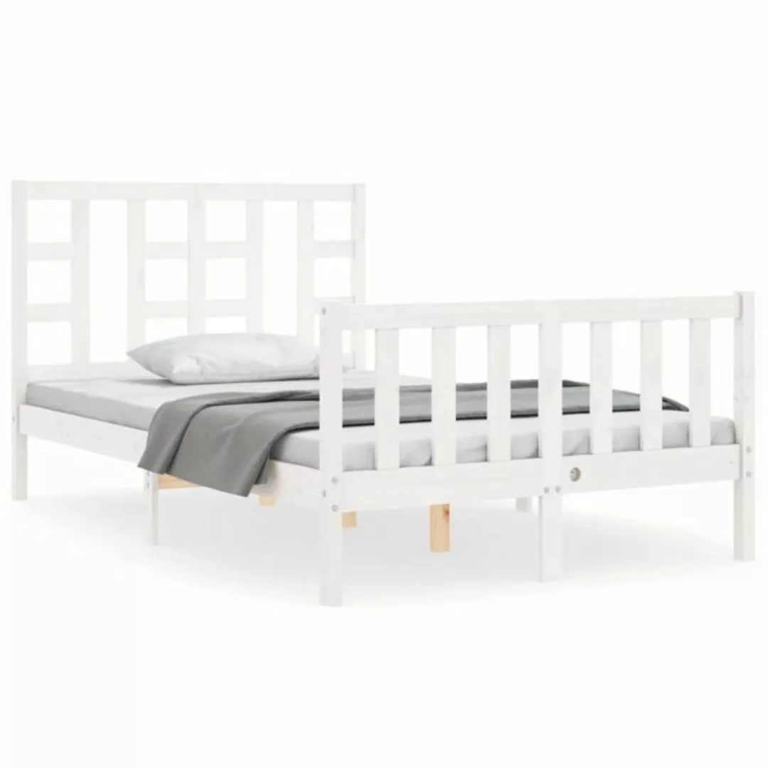 vidaXL Bett Massivholzbett ohne Matratze Weiß 120x200 cm Kiefernholz günstig online kaufen