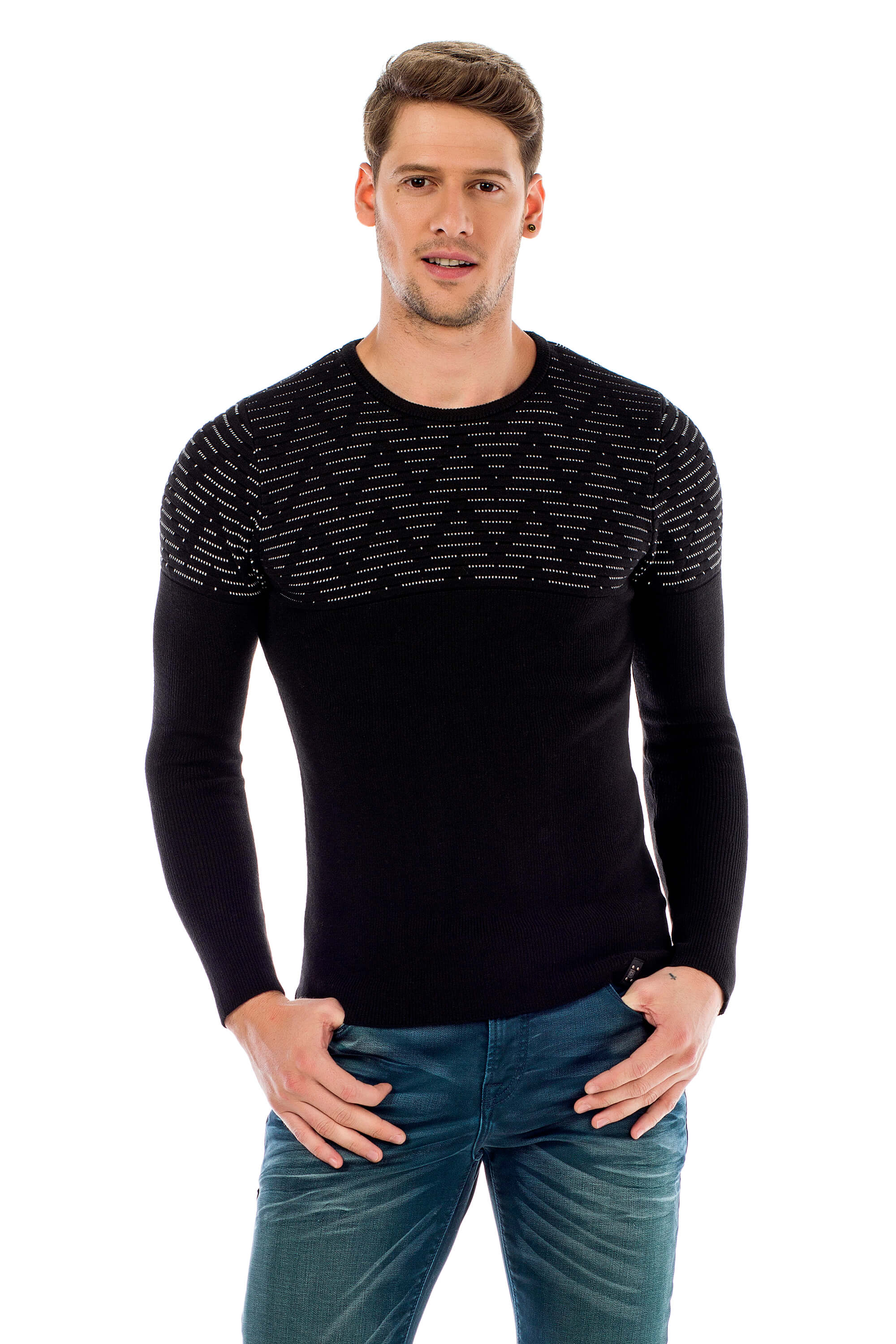 Cipo & Baxx Strickpullover, mit Zacken-Muster günstig online kaufen