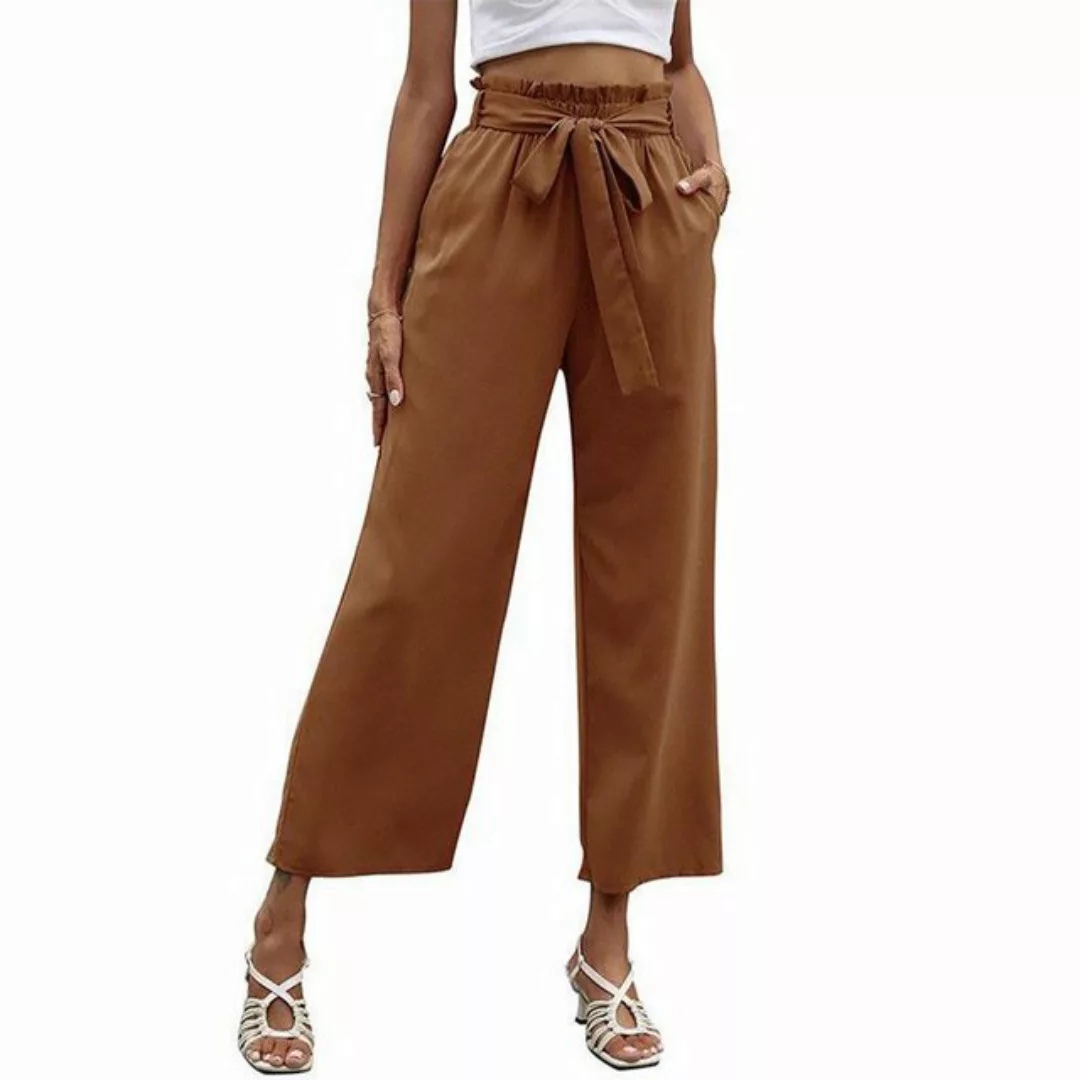 ZWY Loungepants Damenhose mit hoher Taille in einfarbigem Neun-Punkte-Schla günstig online kaufen
