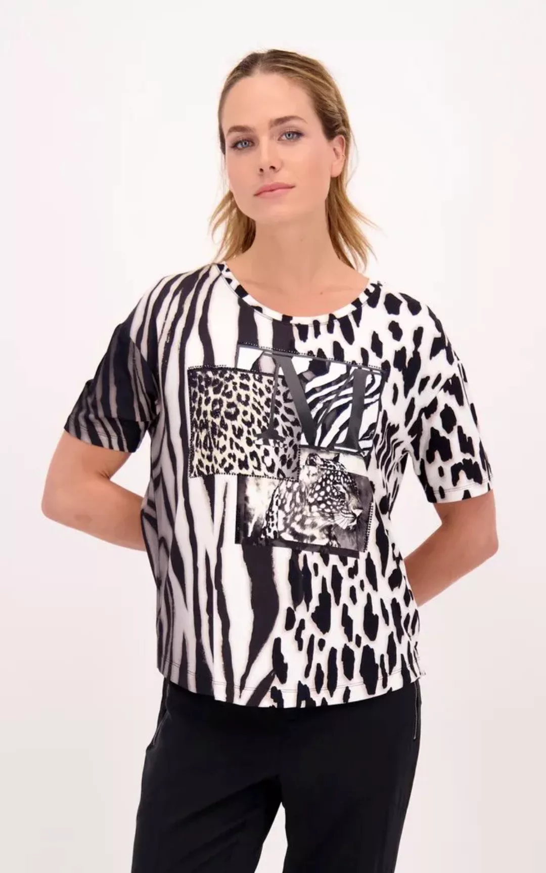 Monari Shirt Animal Print schwarz weiß günstig online kaufen