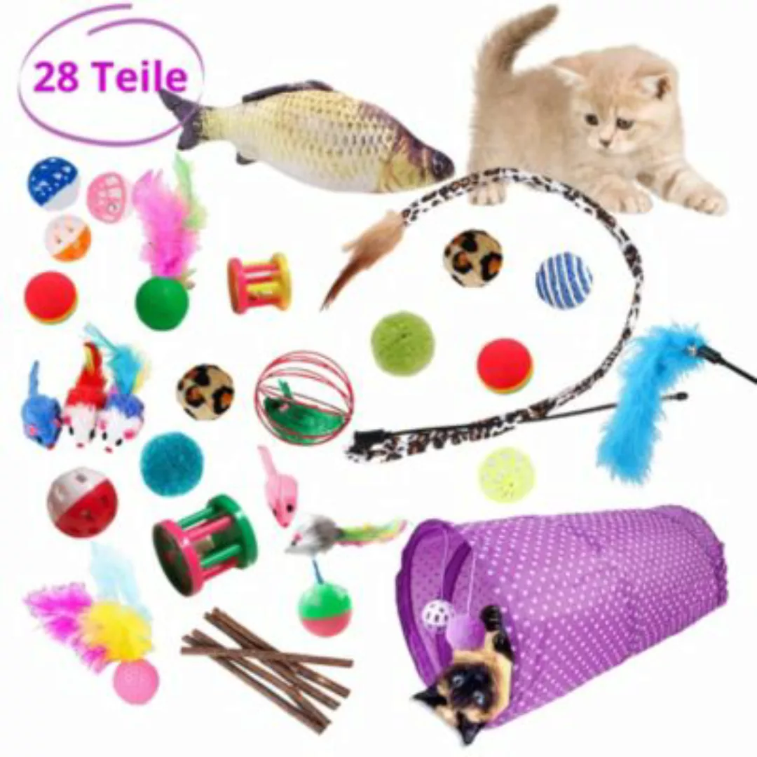 Angel's Pride Katzenspielzeug Set 28 Teile Katzentunnel Bälle Federspielzeu günstig online kaufen