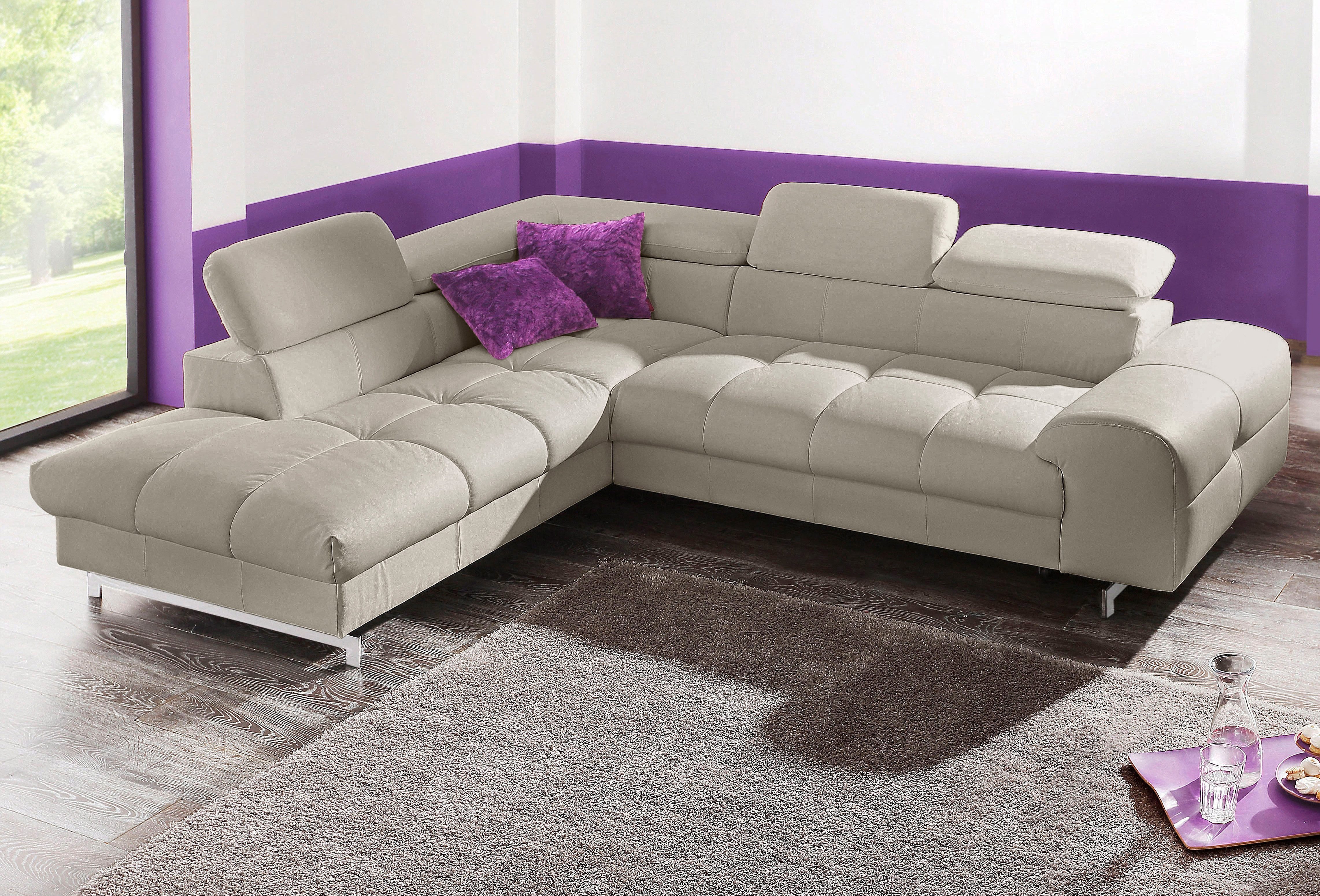 COTTA Ecksofa "Chef L-Form", mit Kopfteilverstellung, edle Metallkufen, wah günstig online kaufen
