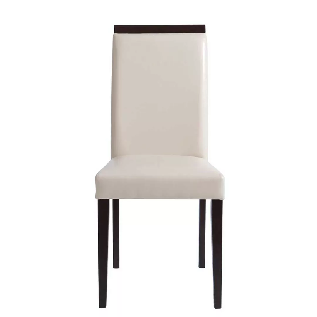 Esstischstühle in Creme Weiß und Wengefarben Massivholzgestell (2er Set) günstig online kaufen
