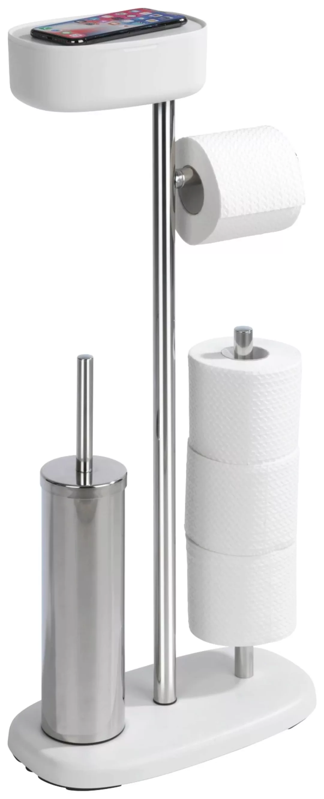 WENKO Stand WC-Garnitur mit Box Rivazza Weiß, integrierter Toilettenpapierh günstig online kaufen