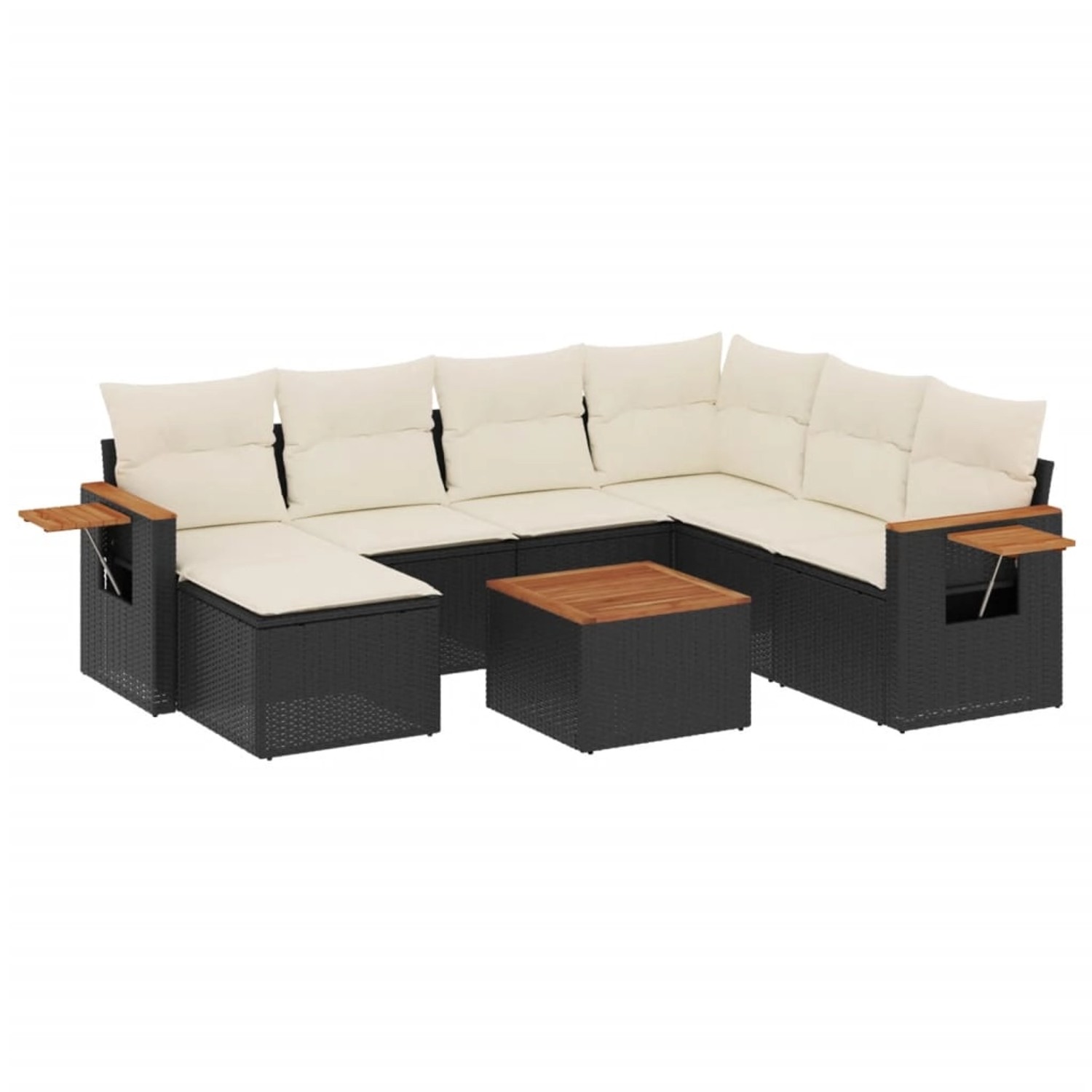 vidaXL 8-Tlg Garten-Sofagarnitur mit Kissen Schwarz Poly Rattan 3227050 günstig online kaufen
