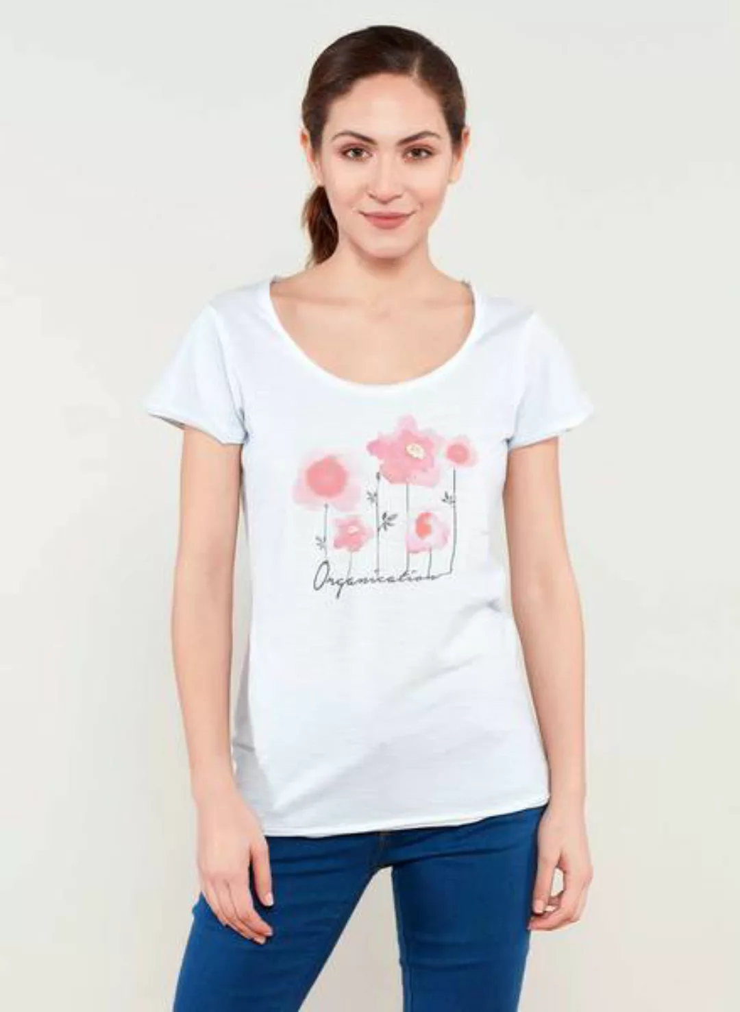 Bedrucktes T-shirt Aus Bio Baumwolle Mit Blumen Motive günstig online kaufen