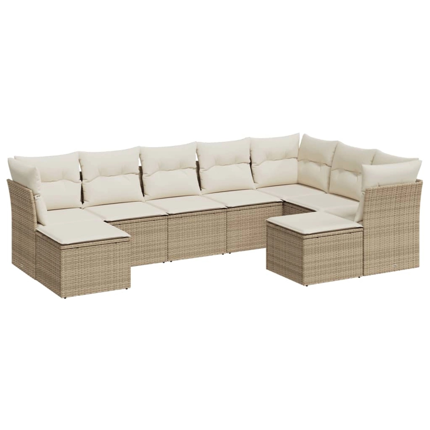 vidaXL 9-Tlg Garten-Sofagarnitur mit Kissen Beige Poly Rattan 3218568 günstig online kaufen