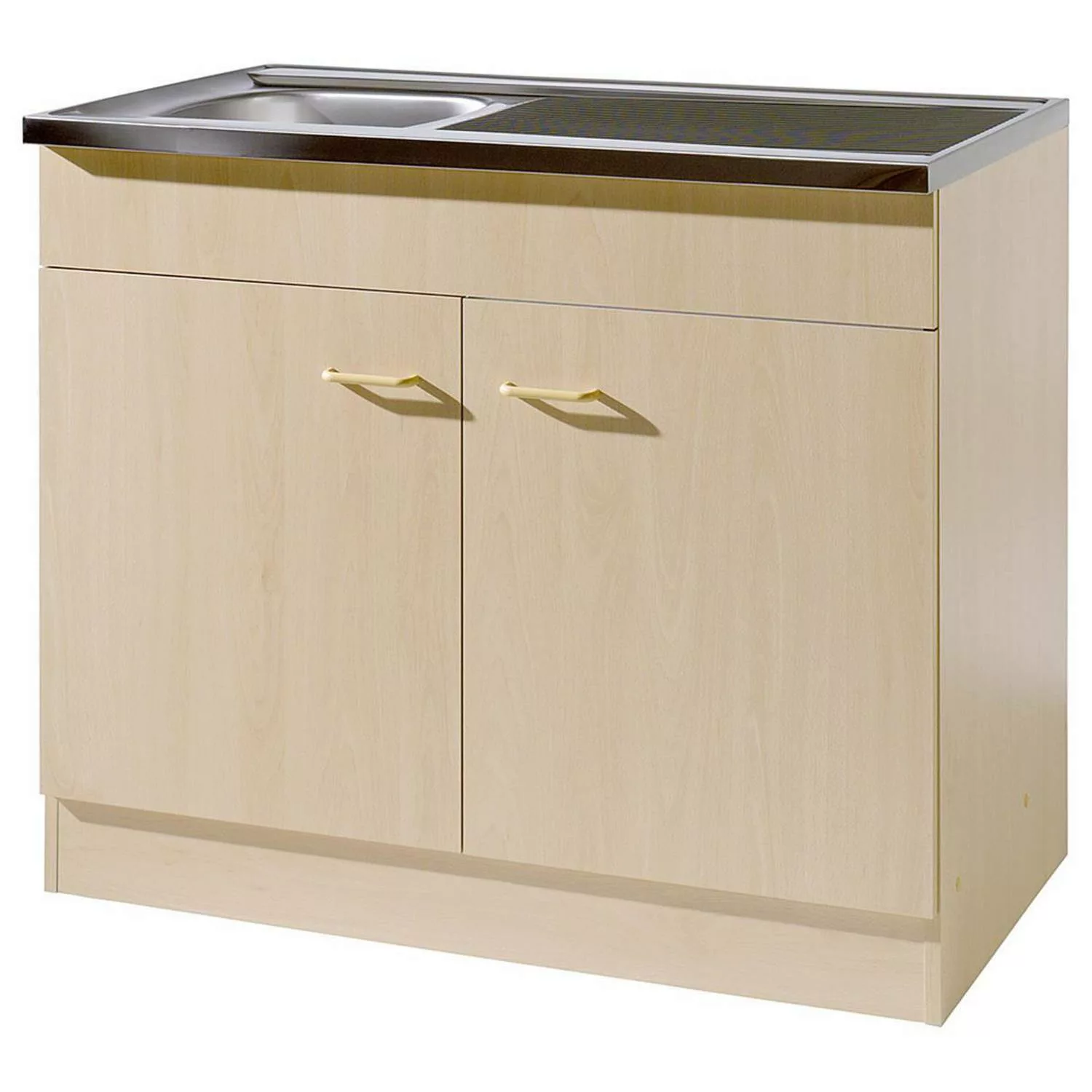 Küchen-Spülenschrank 100cm mit Auflagespüle und Siphon SALERNO-03 Buche Dek günstig online kaufen