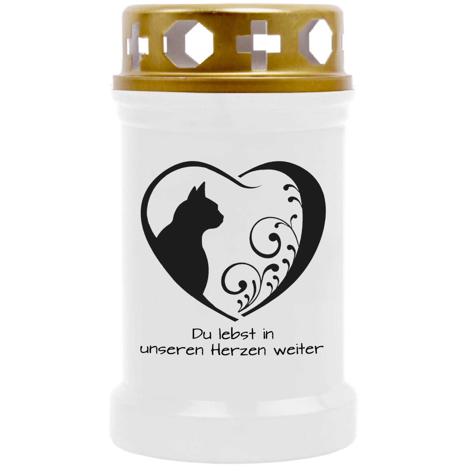 HS Candle Grabkerze Weiß 40h Inkl. Deckel Gold Herz Schwarz 1 günstig online kaufen