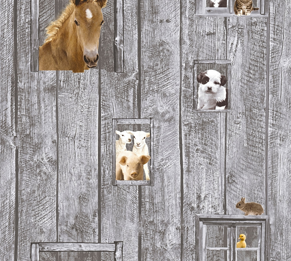 Bricoflor Bauernhof Tapete mit Pferden Tier Tapete mit Hunden und Schafen I günstig online kaufen