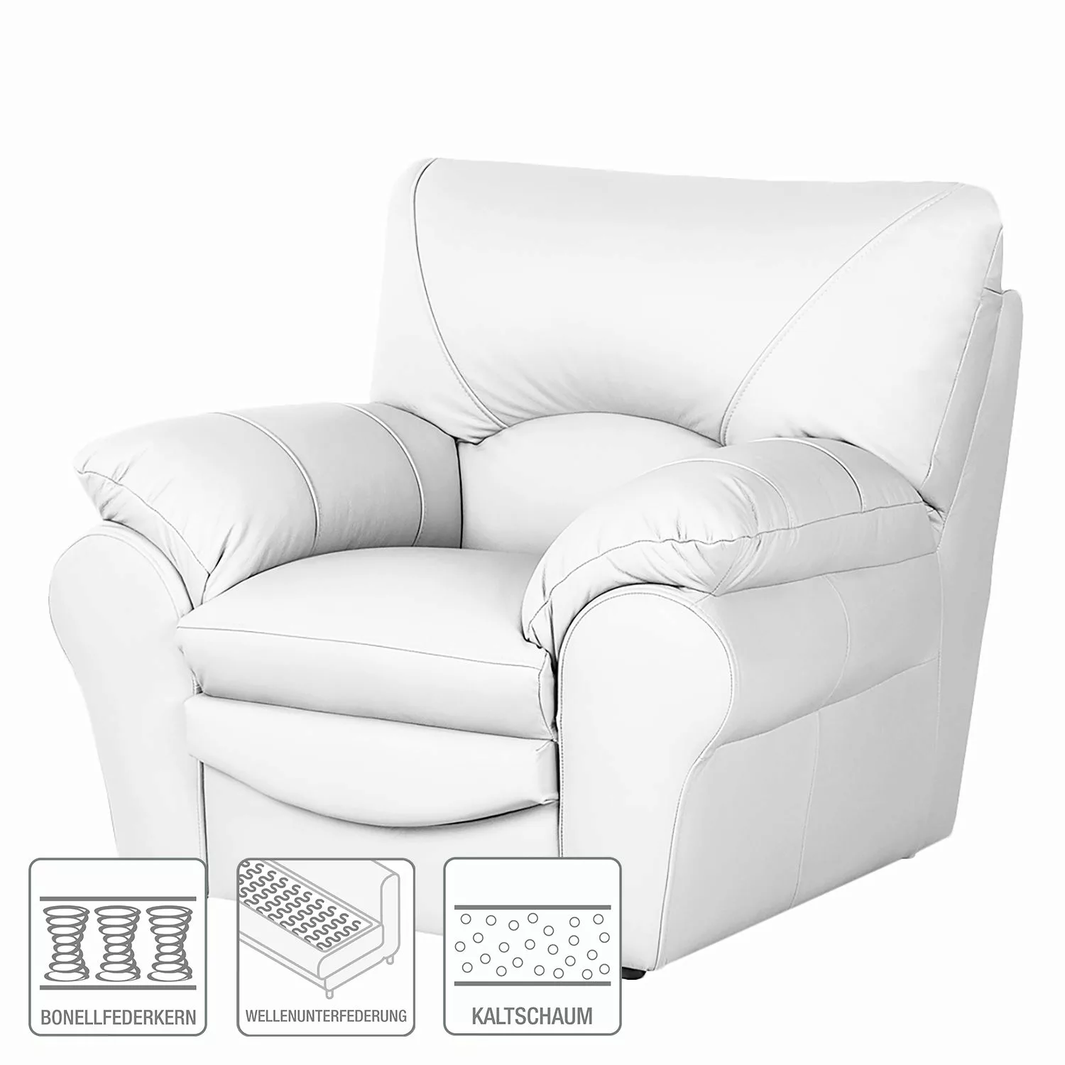 home24 Modoform Sessel Torsby Weiß Kunstleder 105x92x85 cm (BxHxT) günstig online kaufen