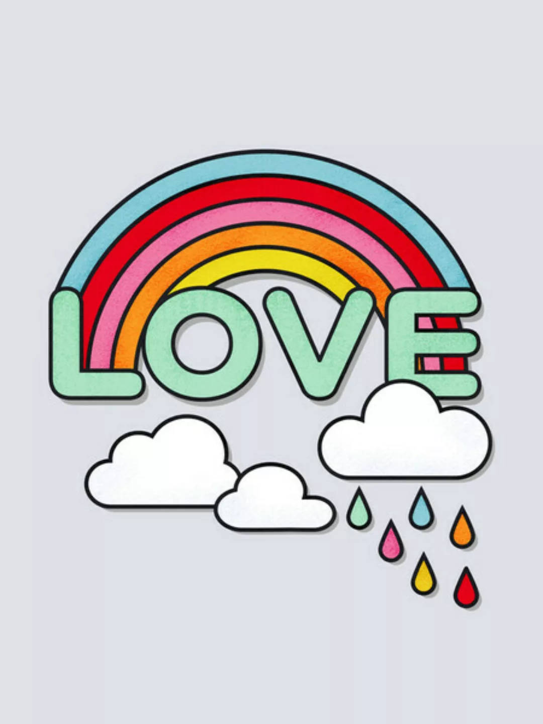 Poster / Leinwandbild - Rainbow Love Typography günstig online kaufen