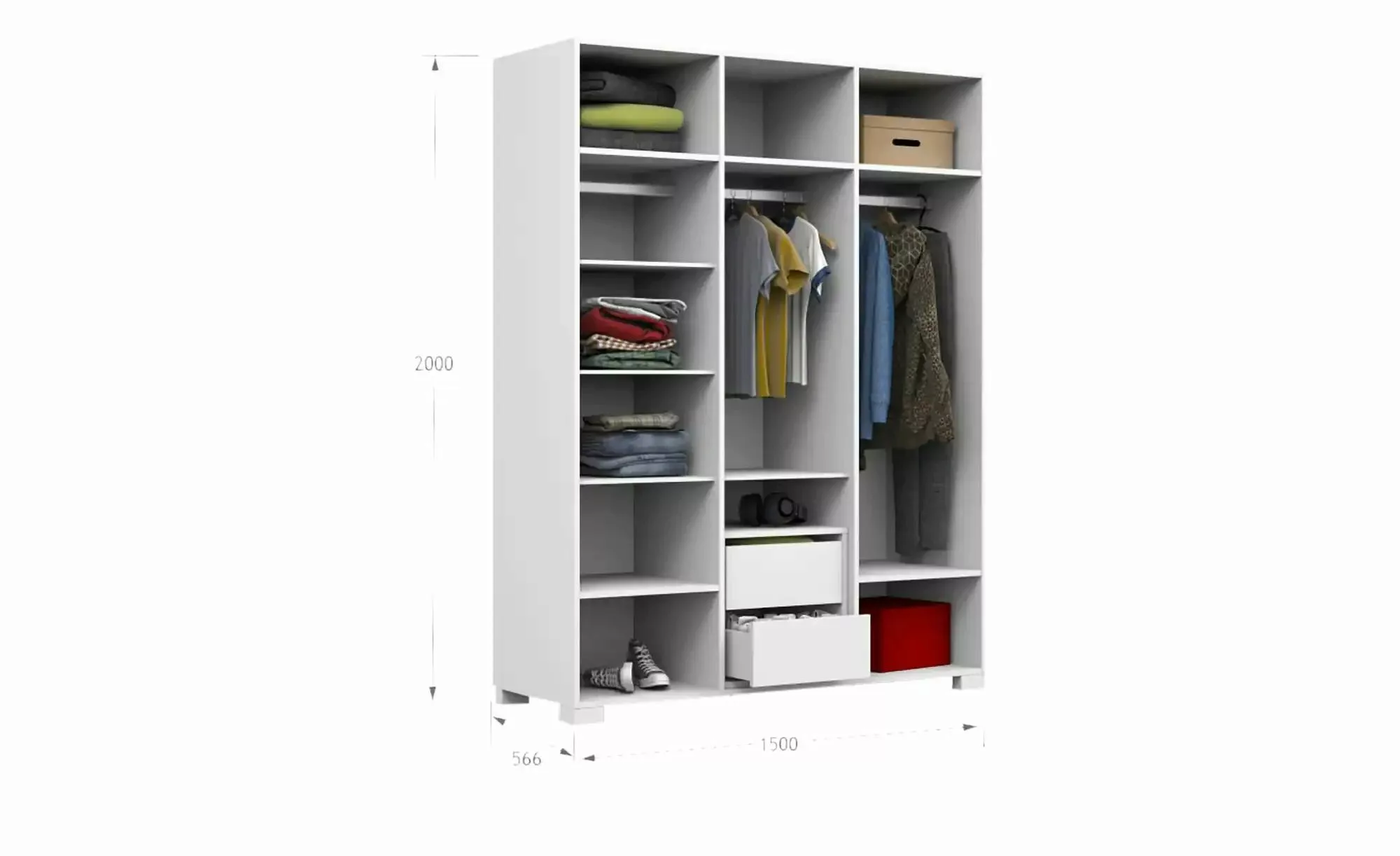 Kleiderschrank  Uni White ¦ weiß ¦ Maße (cm): B: 150 H: 200 Schränke > Klei günstig online kaufen